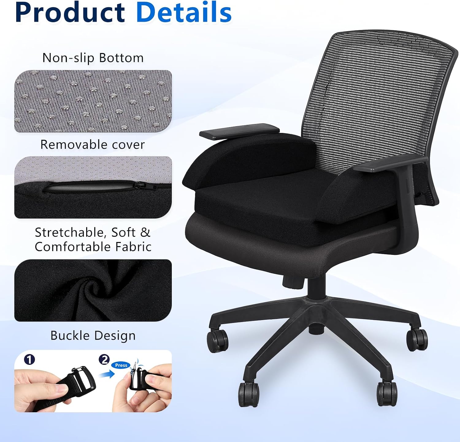 ALMOHADILLA PARA SILLA GOFORIT GAMING CHAIR CUSHION ESPUMA DOBLE CAPA - 4