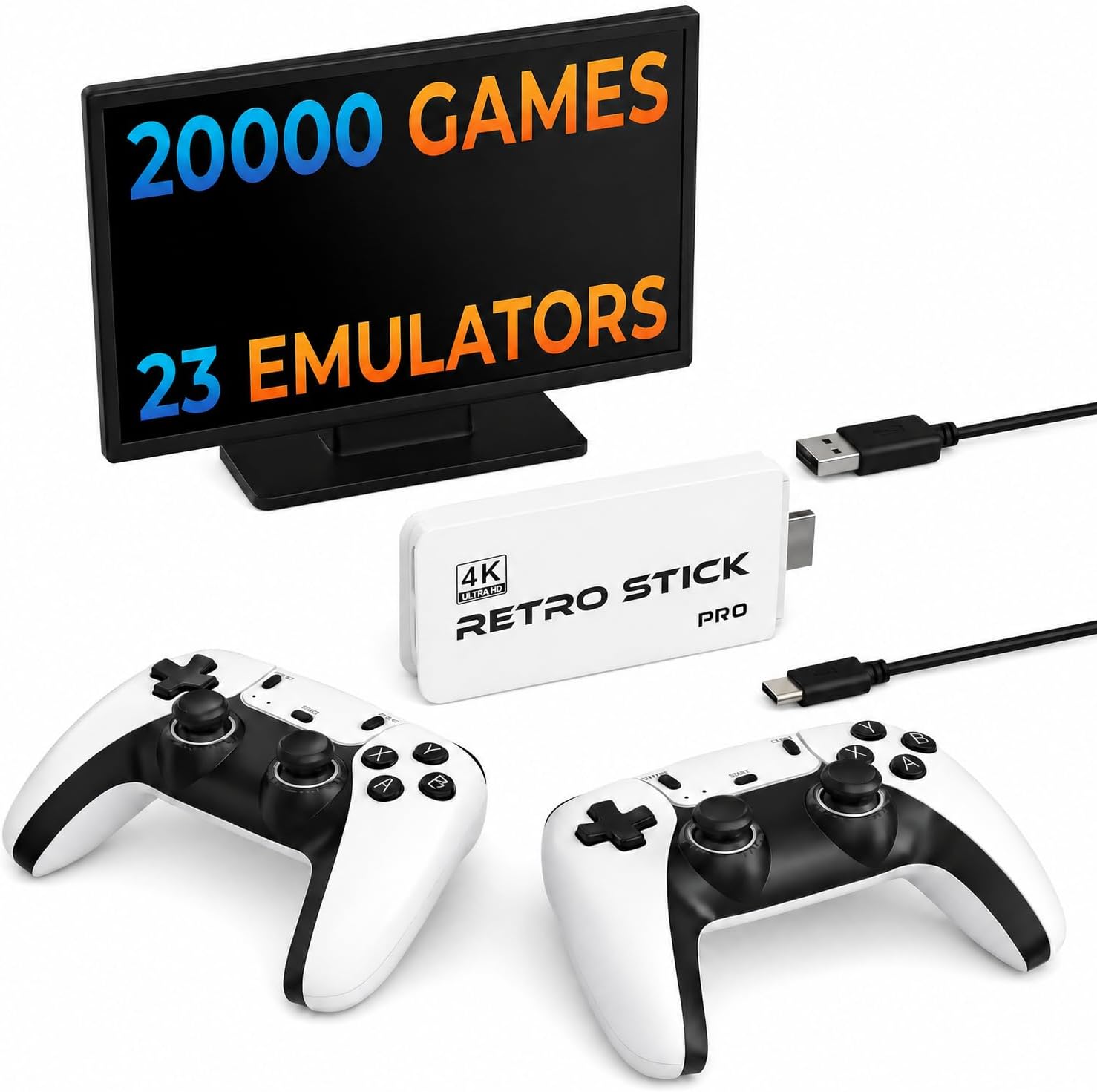 CONSOLA RETRO CESANTO 20001 JUEGOS BLANCA 4K HDMI CON 2 CONTROLES INALÁMBRICOS - 1