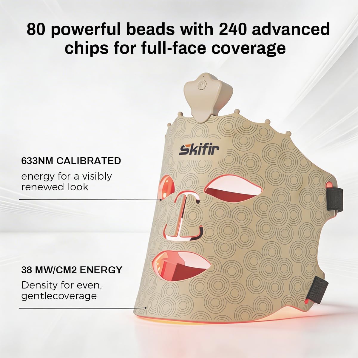 MASCARILLA FACIAL SKIFIR INALÁMBRICA CON LUZ ROJA RECARGABLE COLOR MARRÓN - 2