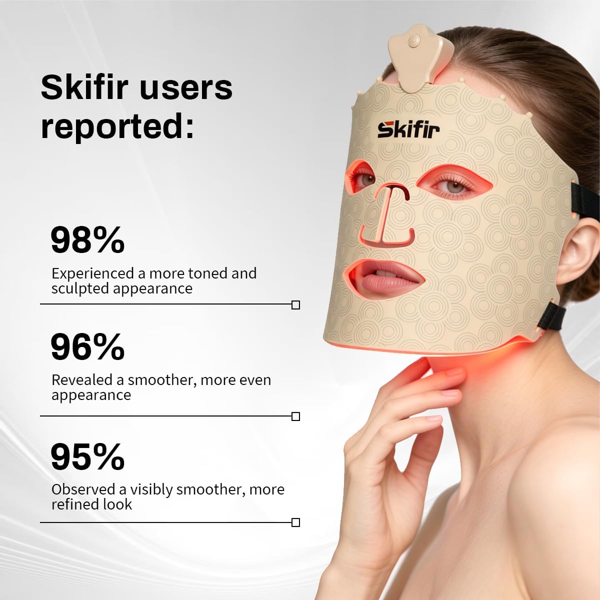 MASCARILLA FACIAL SKIFIR INALÁMBRICA CON LUZ ROJA RECARGABLE COLOR MARRÓN - 3