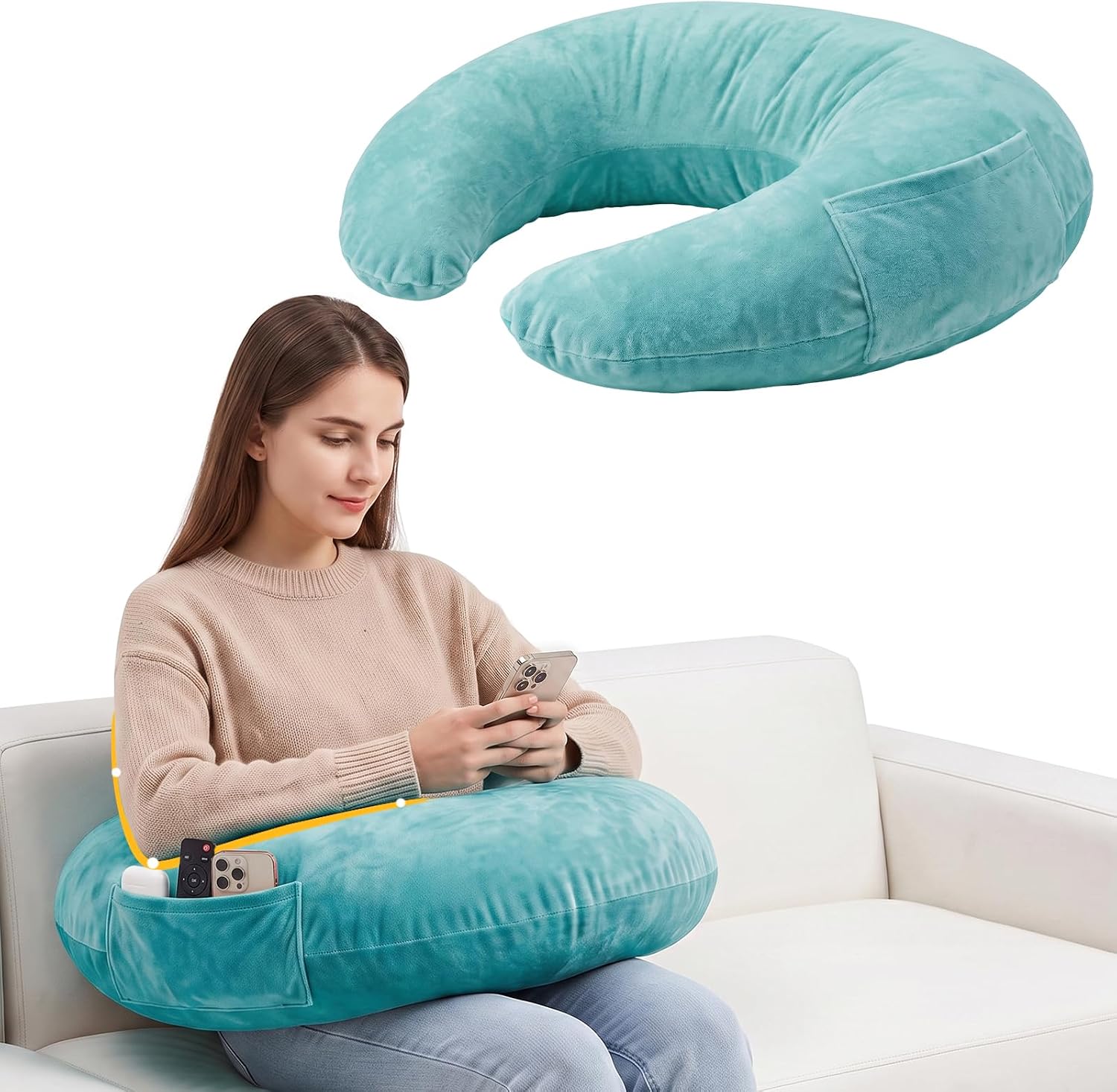 COJÍN PARA LECTURA Y GAMING BGZBGZ CON ESPUMA TRITURADA Y BOLSILLO - 1