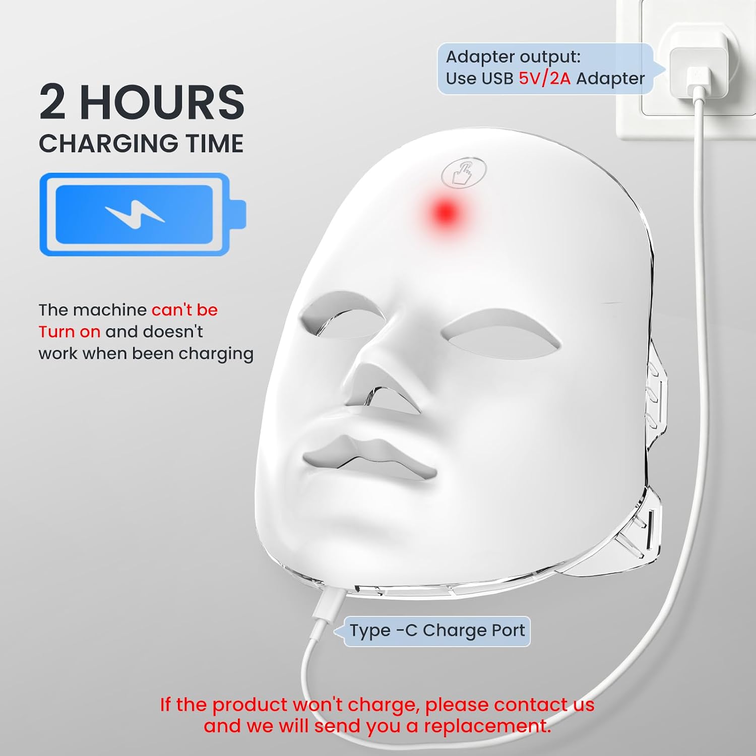 ALMOHADA TERAPÉUTICA SUERBEATY MÁSCARA FACIAL DE LUZ ROJA RECARGABLE Y PORTÁTIL - 4