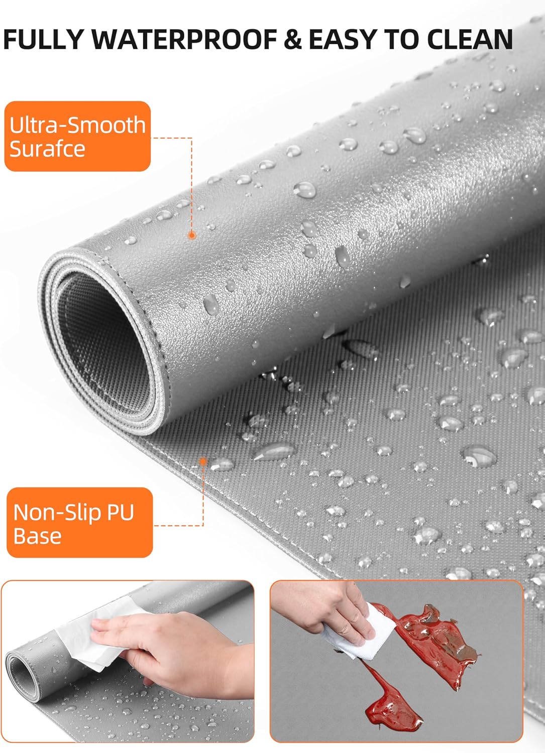 MOUSE PAD TOPMADE XXL CON CARGA INALÁMBRICA 15W Y SUPERFICIE DE CUERO GRIS - 5