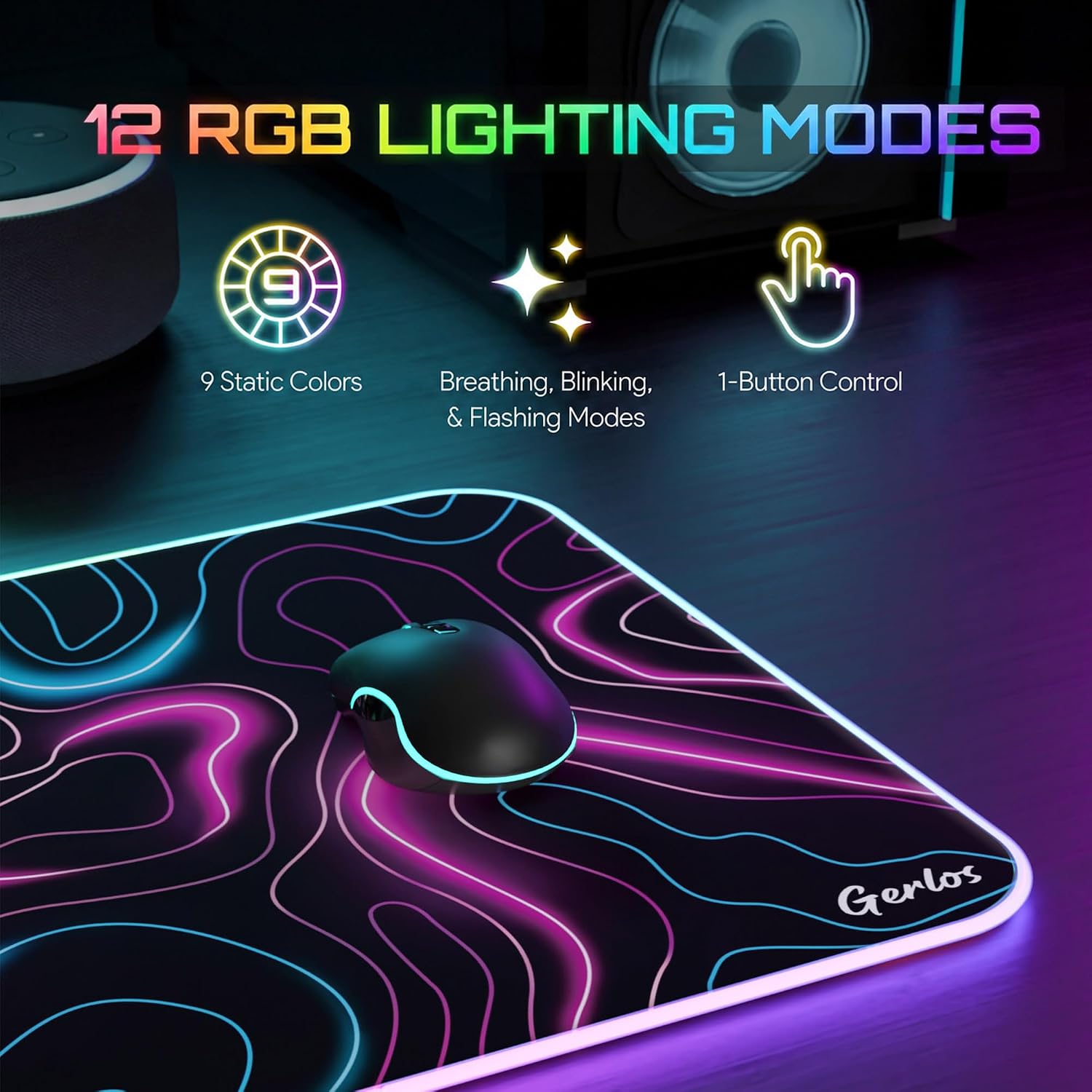 MOUSE PAD GAMING GERLOS RGB GRANDE 80 X 30 CM - 5