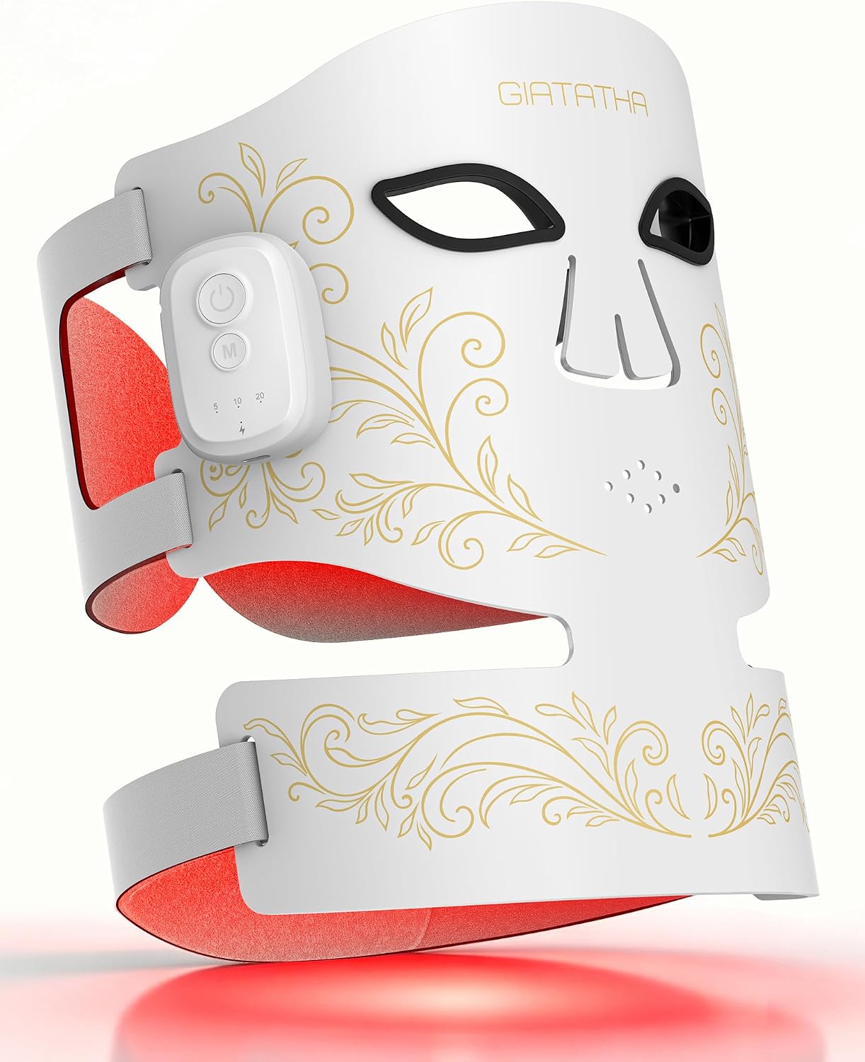 MÁSCARA DE TERAPIA DE LUZ ROJA INALÁMBRICA GIATATHA 416 LEDS PARA ROSTRO Y CUELLO ROJO AZUL - 1