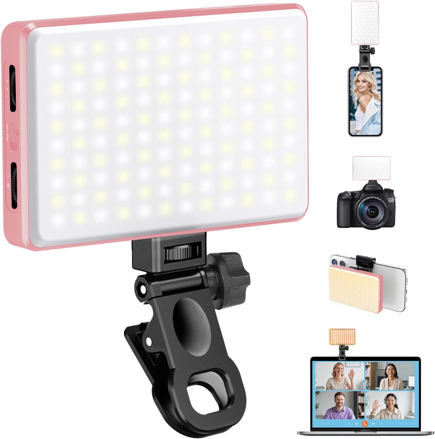 LUZ SELFIE 168 LED AURIANI ROSA 3000MAH RECARGABLE 3 MODOS - 1