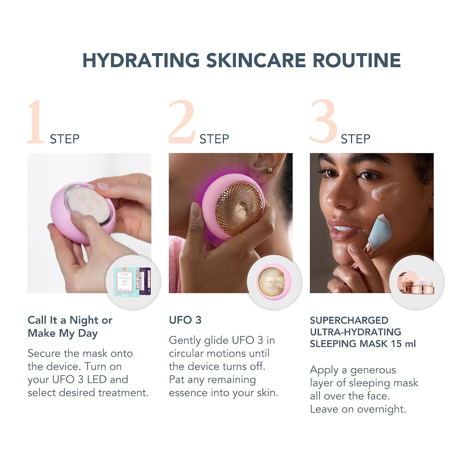 DISPOSITIVO FACIAL FOREO UFO 3 CON 14 MASCARILLAS UFO Y MASCARILLA NOCTURNA HIDRATANTE - 2