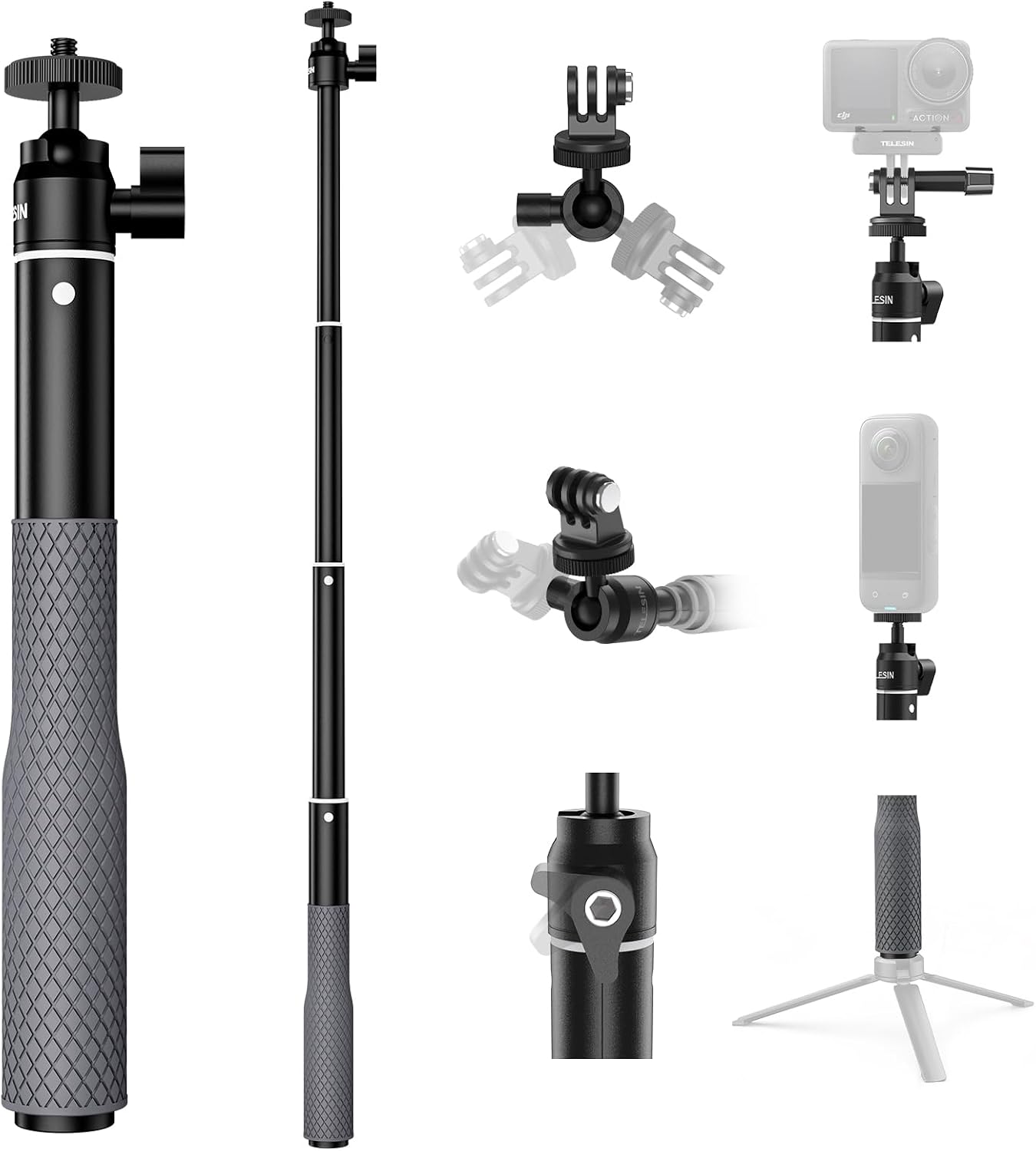 TRÍPODE PARA CÁMARA TELESIN 360° WATERPROOF SELFIE STICK CON CORREA - 1