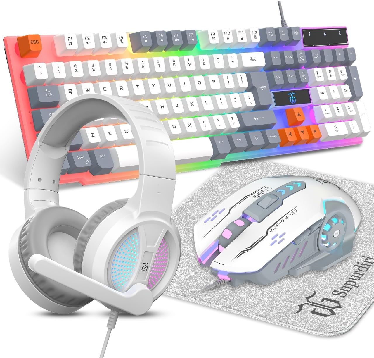 KIT GAMING DGG TECLADO, MOUSE, AUDÍFONOS Y MOUSEPAD CON LED RGB - 1