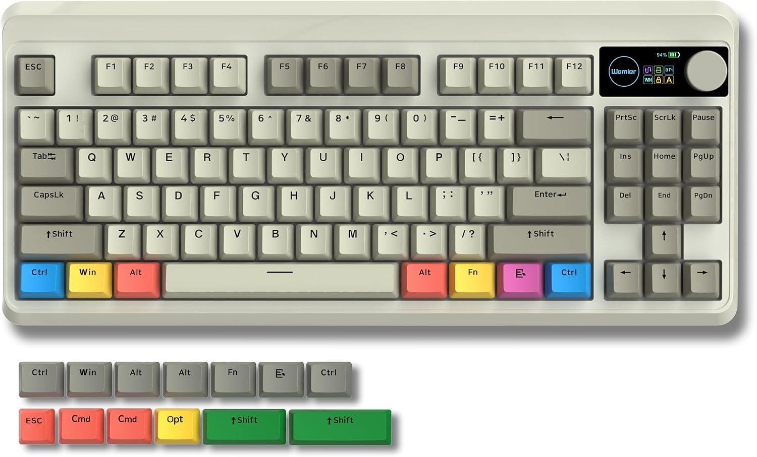 TECLADO MECÁNICO GAMING COSTOM M87 PRO 75% BLUETOOTH 5.1/2.4GHZ USB-C INALÁMBRICO GRIS - 1