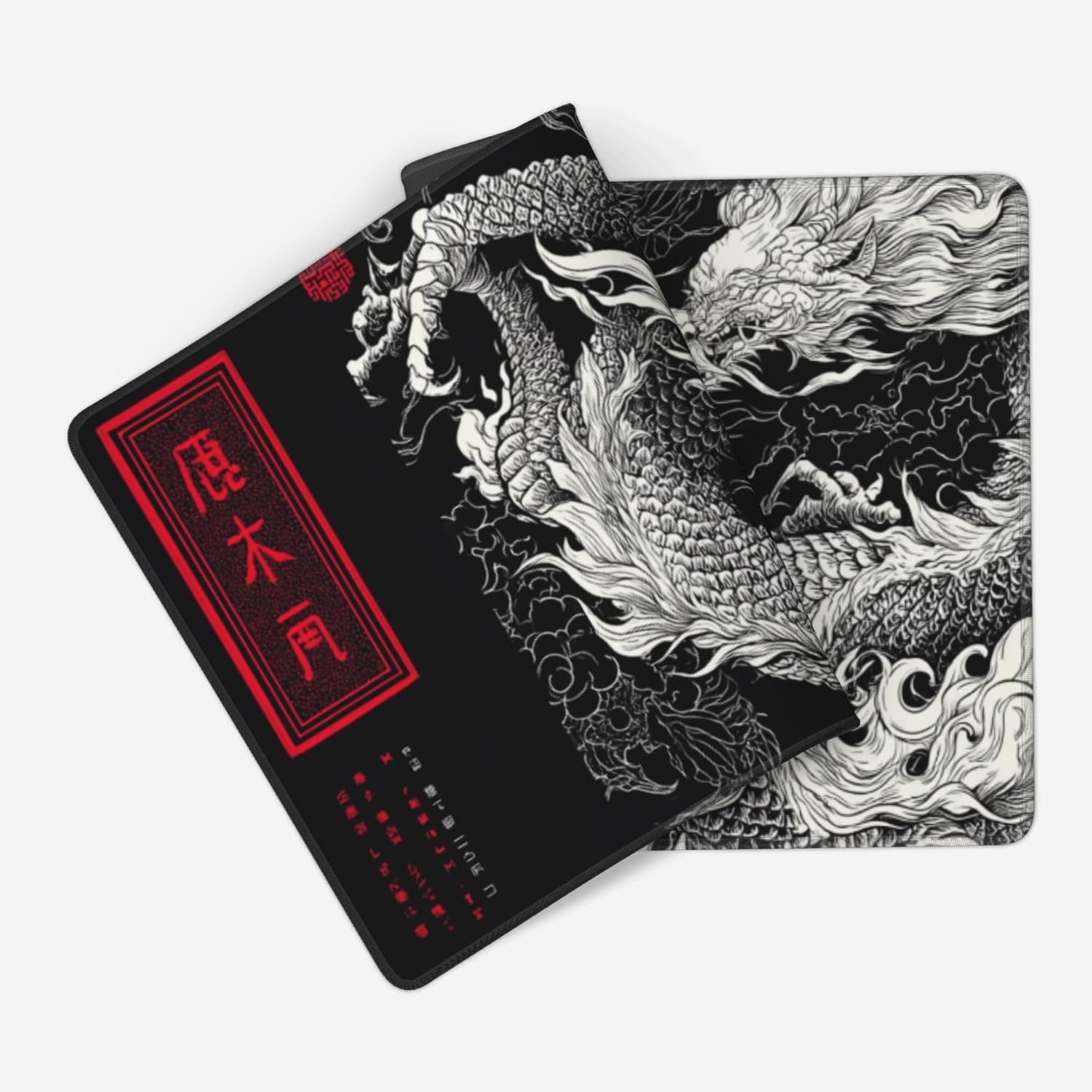 MOUSE PAD GRANDE JJWETONG CON DISEÑO DE DRAGÓN 90X40 CM NEGRO Y ROJO ESTILO JAPONÉS - 3