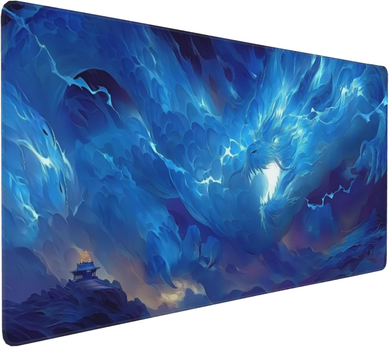 MOUSE PAD GAMING GRANDE JJWETONG CON DISEÑO DE DRAGÓN AZUL, ALFOMBRILLA EXTENDIDA 90X40 CM, BASE DE GOMA ANTIDESLIZANTE - 1