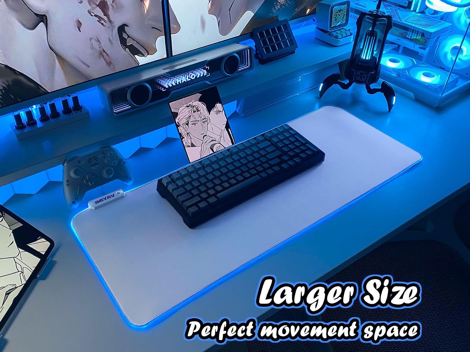 MOUSE PAD JMIYAV RGB BLANCO 80X31.5 CM ANTIDESLIZANTE - 2