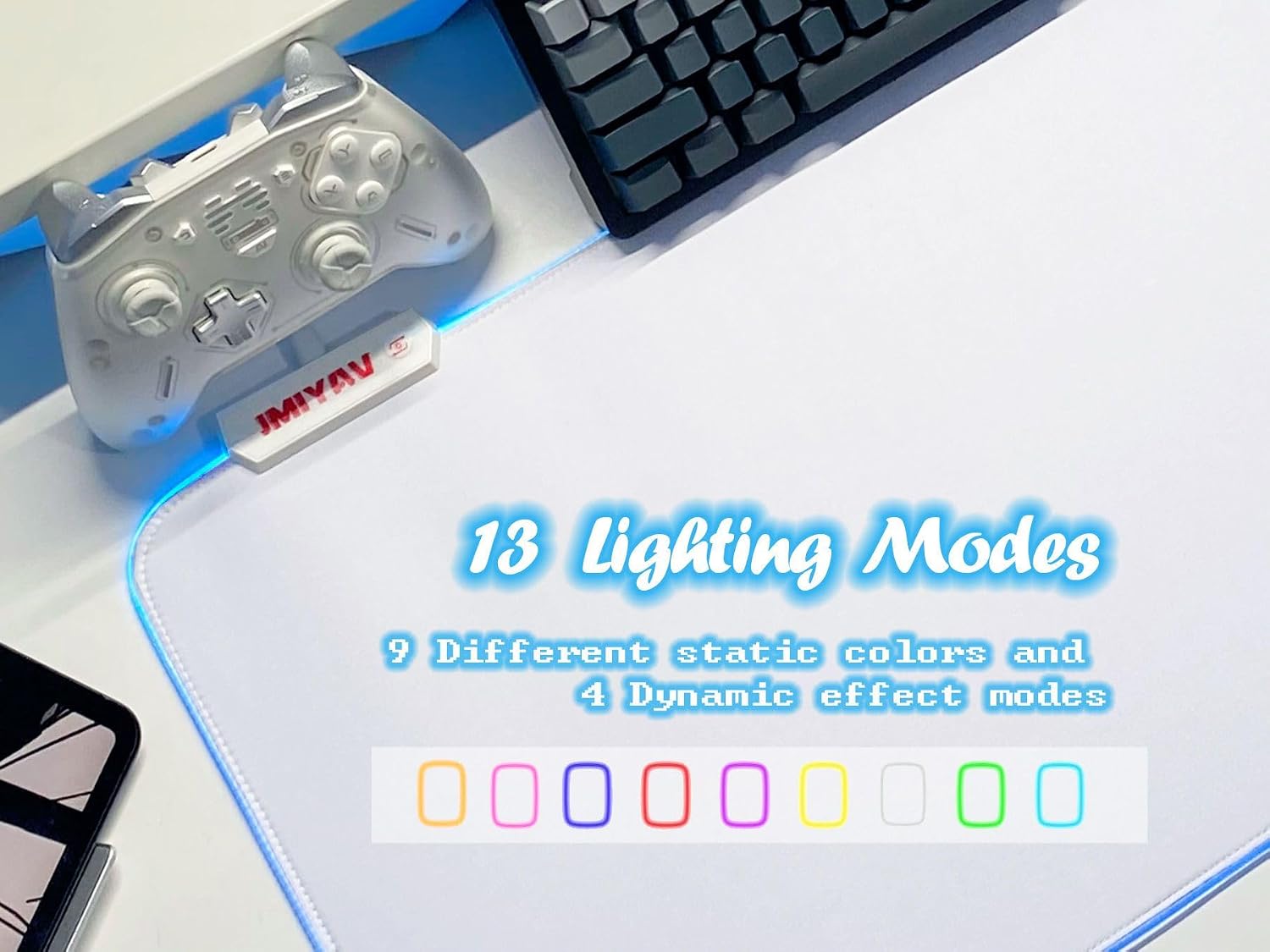 MOUSE PAD JMIYAV RGB BLANCO 80X31.5 CM ANTIDESLIZANTE - 3