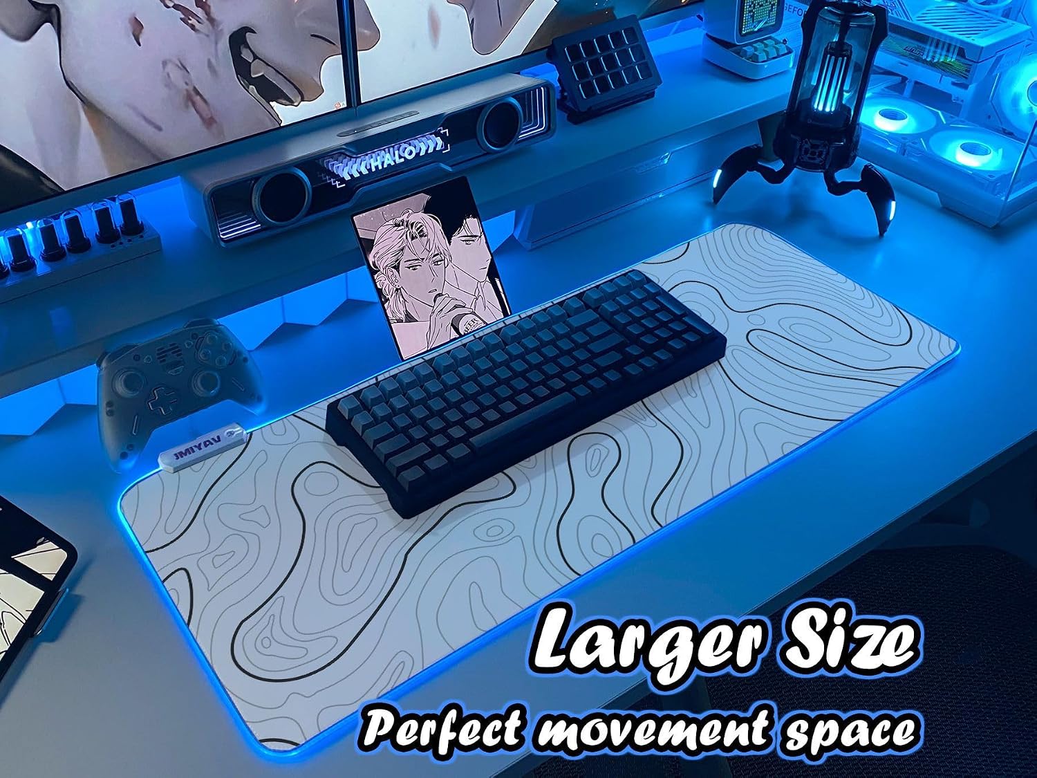 MOUSE PAD PARA GAMING JMIYAV BLANCO 80X31.5 CM RGB ANTIDESLIZANTE - 2