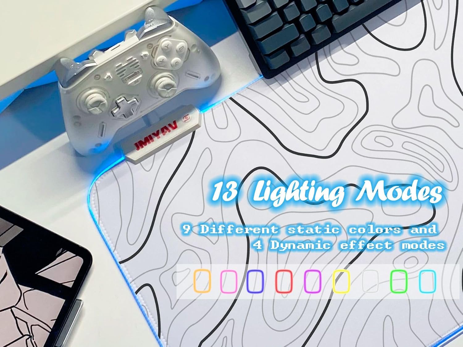 MOUSE PAD PARA GAMING JMIYAV BLANCO 80X31.5 CM RGB ANTIDESLIZANTE - 3