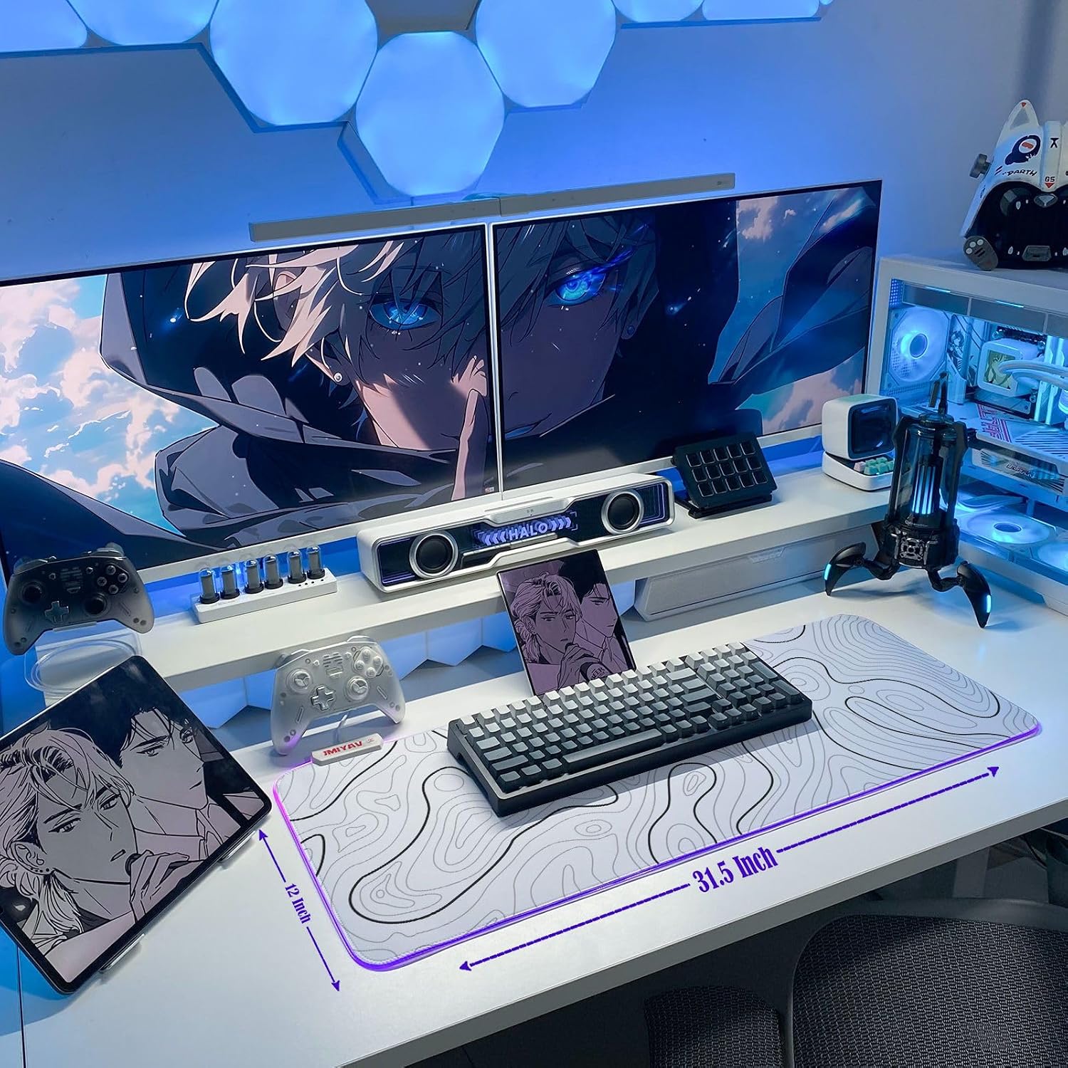 MOUSE PAD PARA GAMING JMIYAV BLANCO 80X31.5 CM RGB ANTIDESLIZANTE - 5