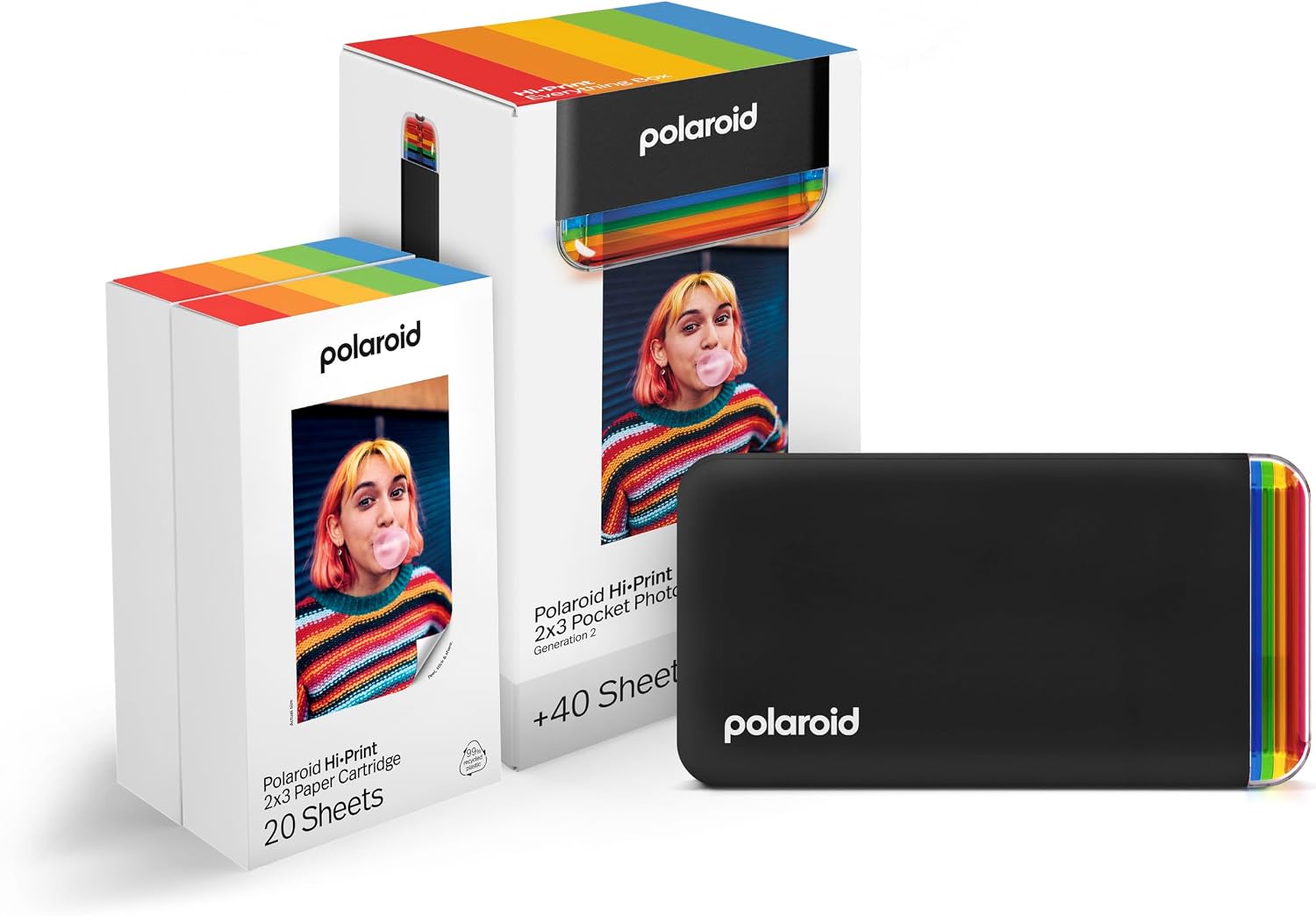 IMPRESORA POLAROID HI-PRINT 2ª GENERACIÓN BLUETOOTH NEGRA CON 40 FOTOS - 1