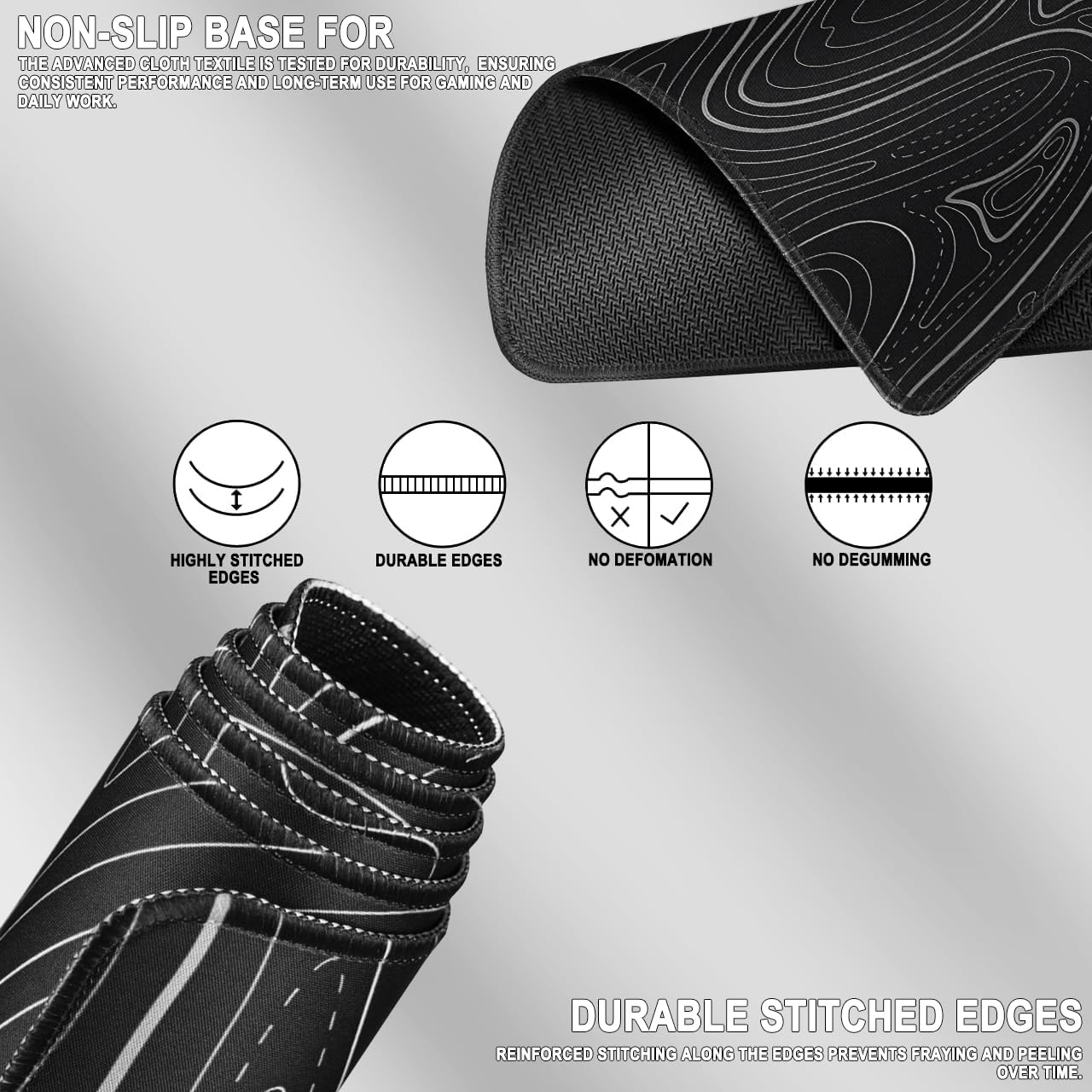 MOUSE PAD GRANDE PARA GAMING AREYLO 80X40 CM IMPERMEABLE CON BORDES COSIDOS - 3