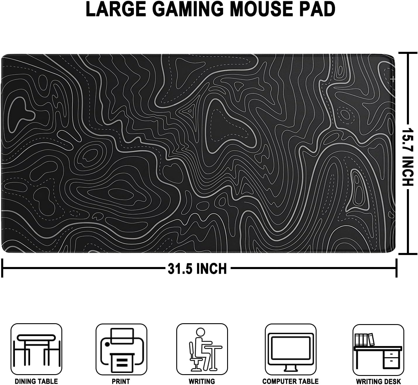 MOUSE PAD GRANDE PARA GAMING AREYLO 80X40 CM IMPERMEABLE CON BORDES COSIDOS - 4