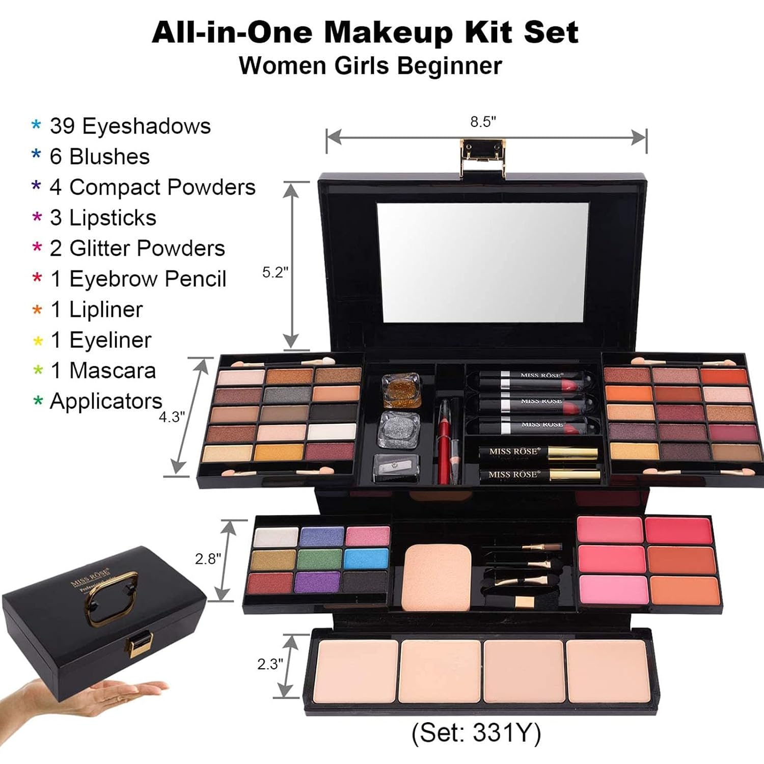 SET DE MAQUILLAJE MISS ROSE M 58 COLOR PROFESIONAL 331Y - 2