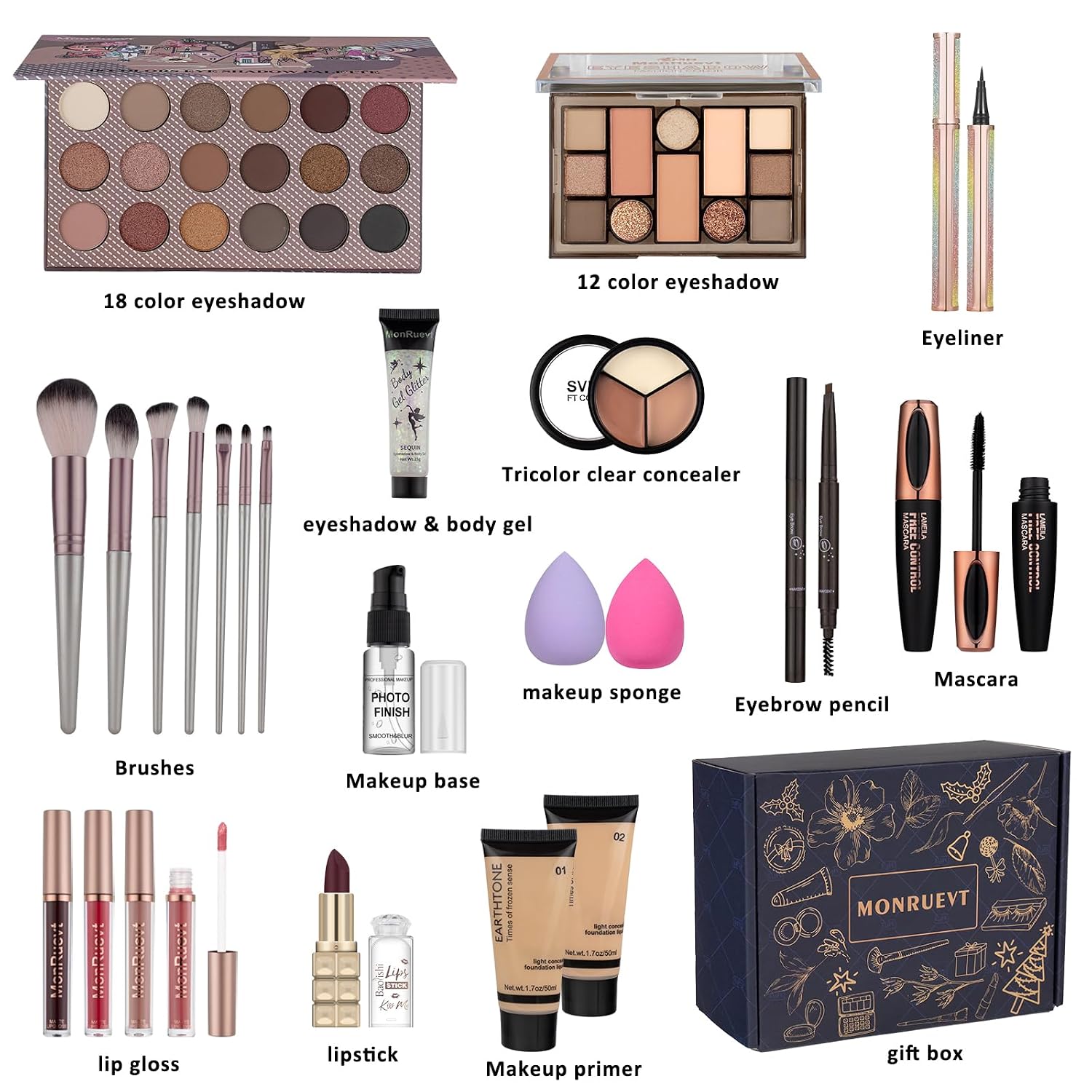 SET DE MAQUILLAJE COMPLETO MONRUEVT PARA MUJER - 2