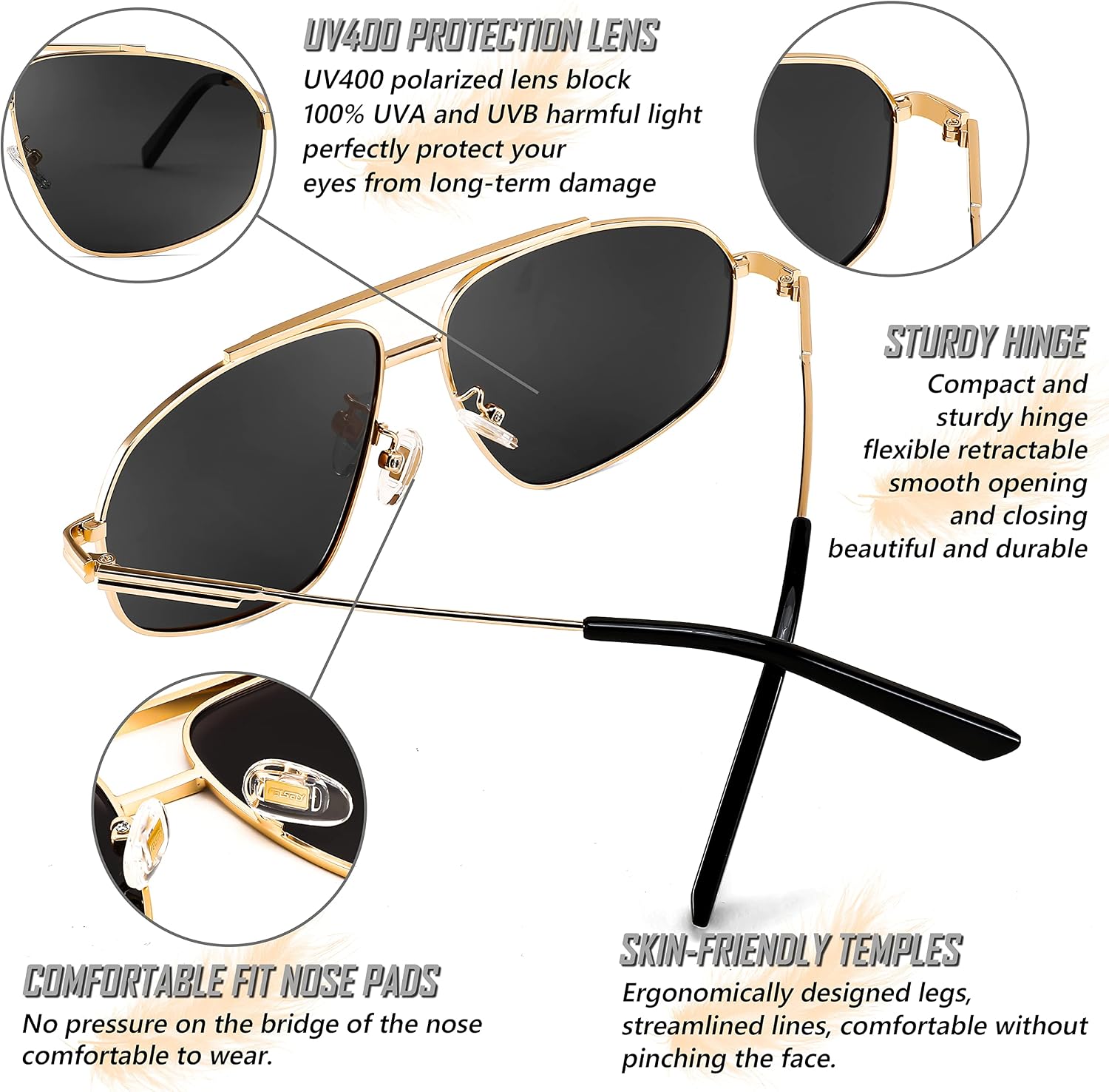 LENTES DE SOL FEISEDY AVIADOR RETRO POLARIZADOS B2364 - 4