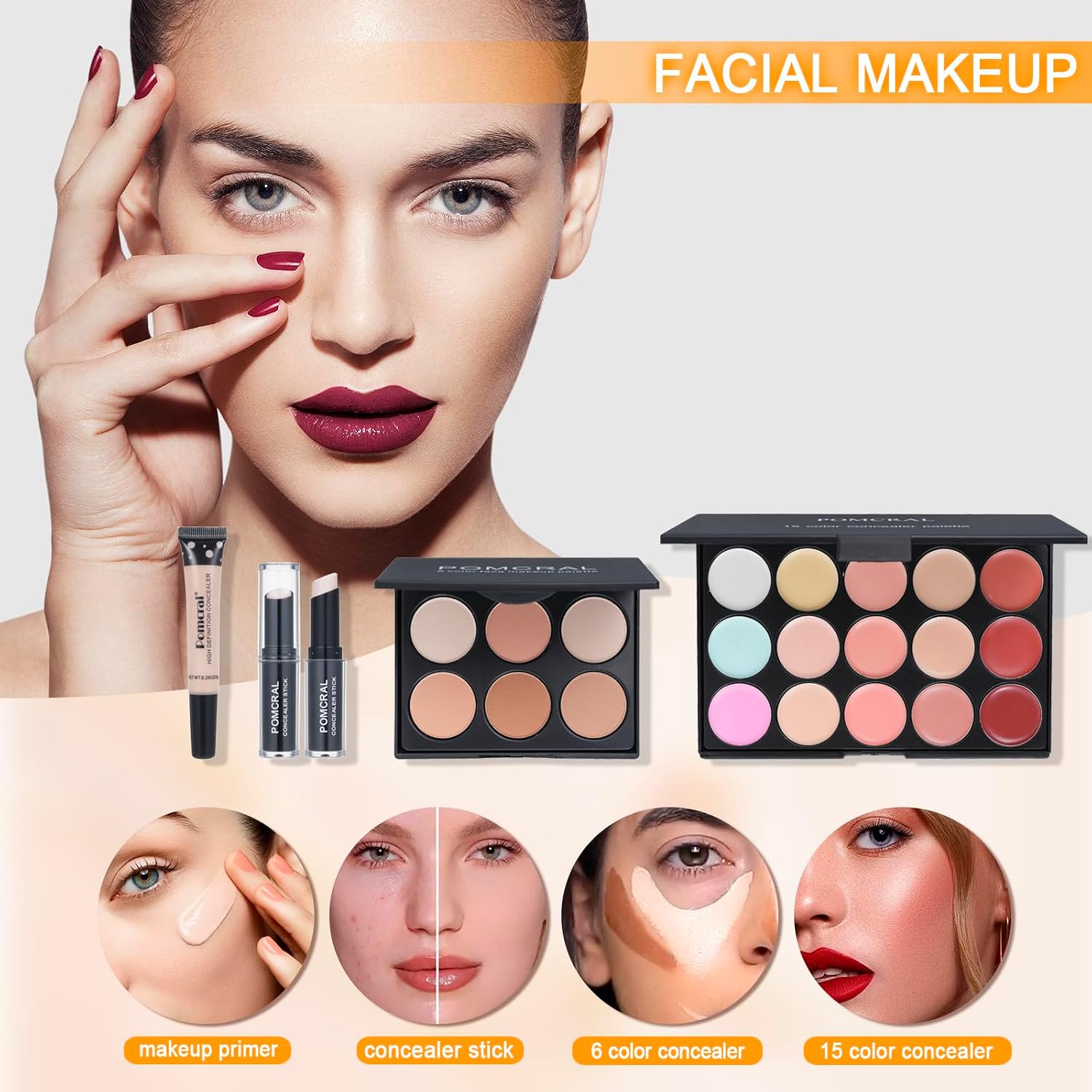 SET DE MAQUILLAJE POMCRAL PROFESIONAL CON PALETAS DE SOMBRAS, COLORES DE LABIOS, BROCHAS Y ESTUCHE ROSA - 4