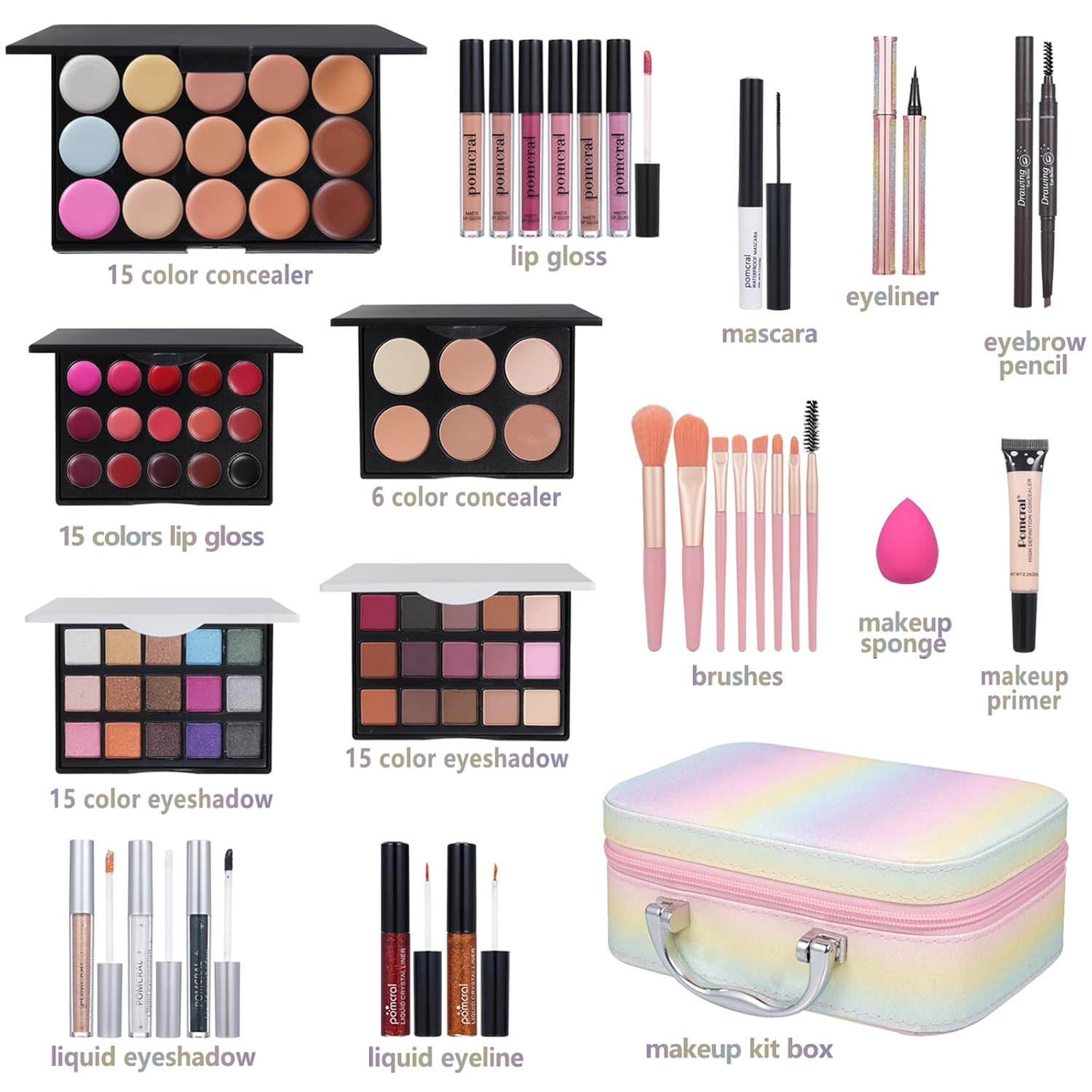 SET DE MAQUILLAJE POMCRAL ALL IN ON PARA ADOLESCENTES Y PRINCIPIANTES - 2