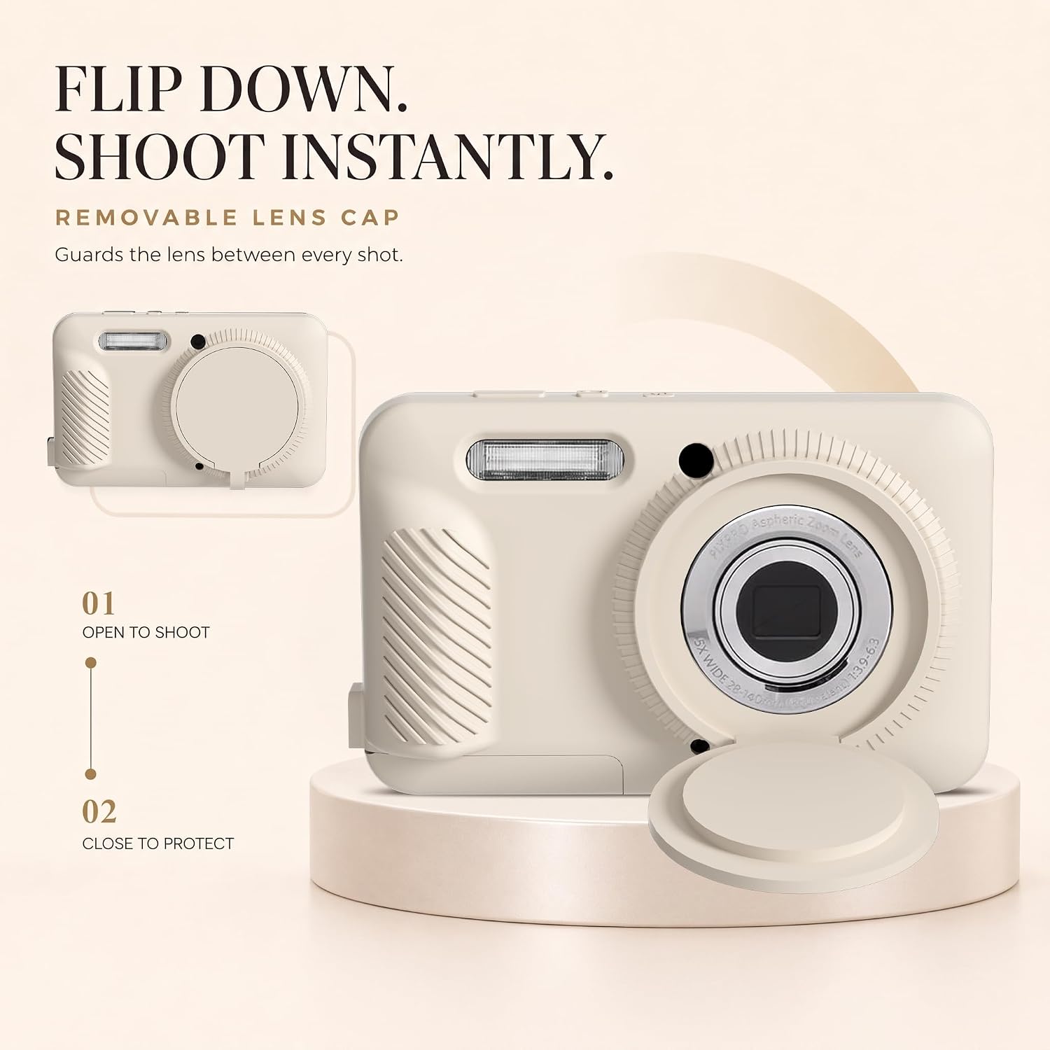CARCASA PARA KODAK PIXPRO FZ55 TUOOUT SILICONA CON PROTECTOR DE PANTALLA Y CORREA BLANCA NEBLINA - 3