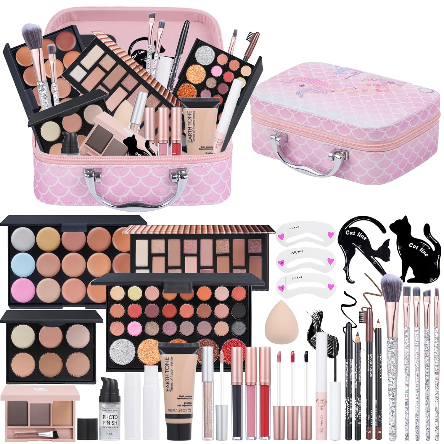 SET DE MAQUILLAJE MOOBIRLET COLORS 29A CON 27 PIEZAS EN ESTUCHE ROSA - 1