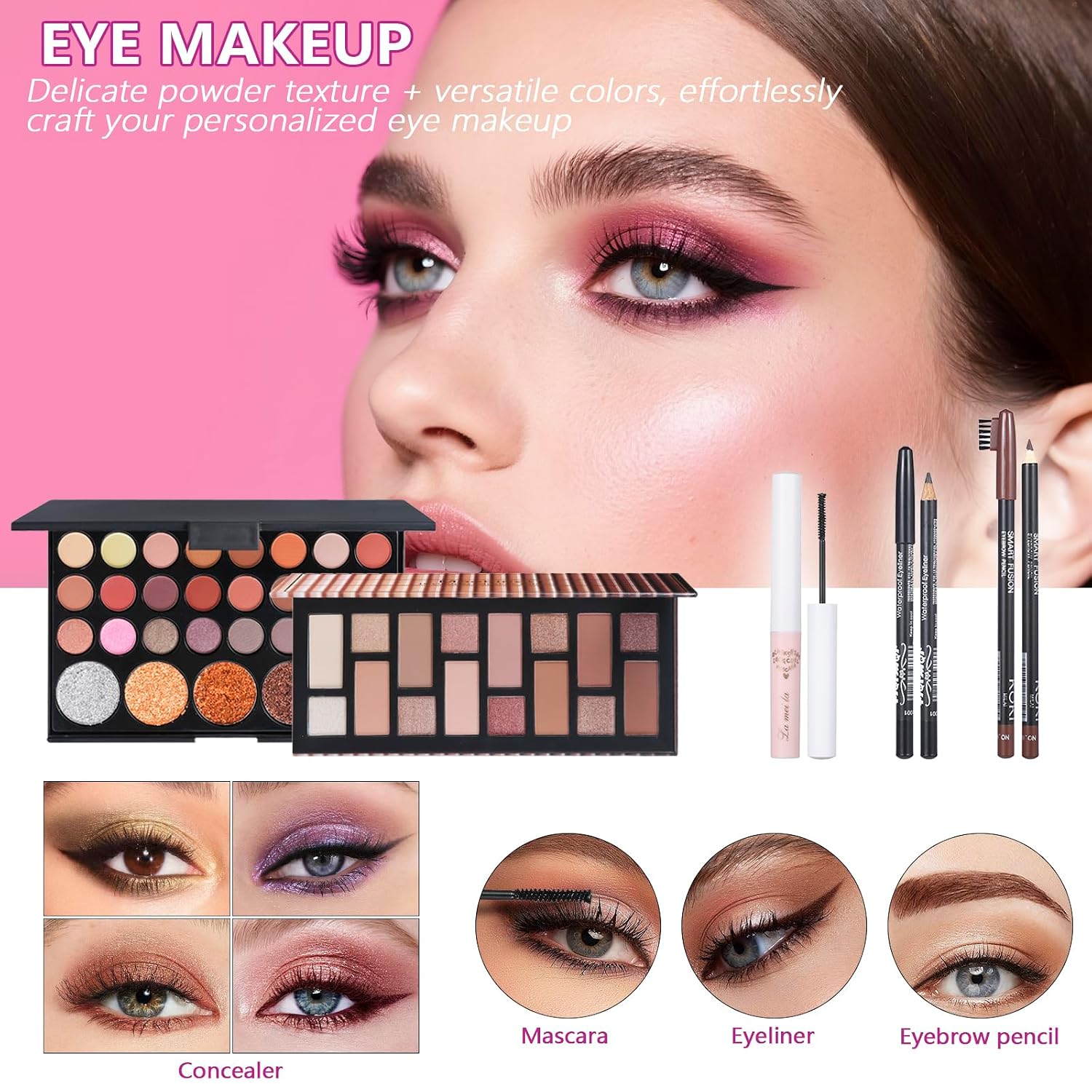 SET DE MAQUILLAJE MOOBIRLET COLORS 29A CON 27 PIEZAS EN ESTUCHE ROSA - 3