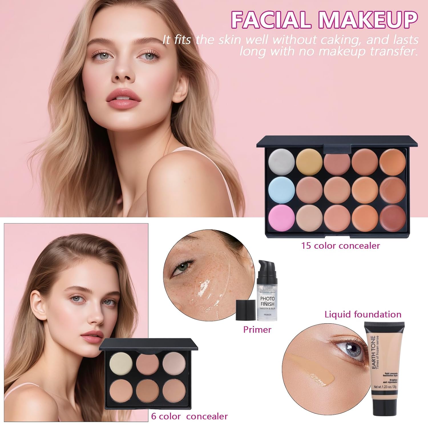 SET DE MAQUILLAJE MOOBIRLET COLORS 29A CON 27 PIEZAS EN ESTUCHE ROSA - 4
