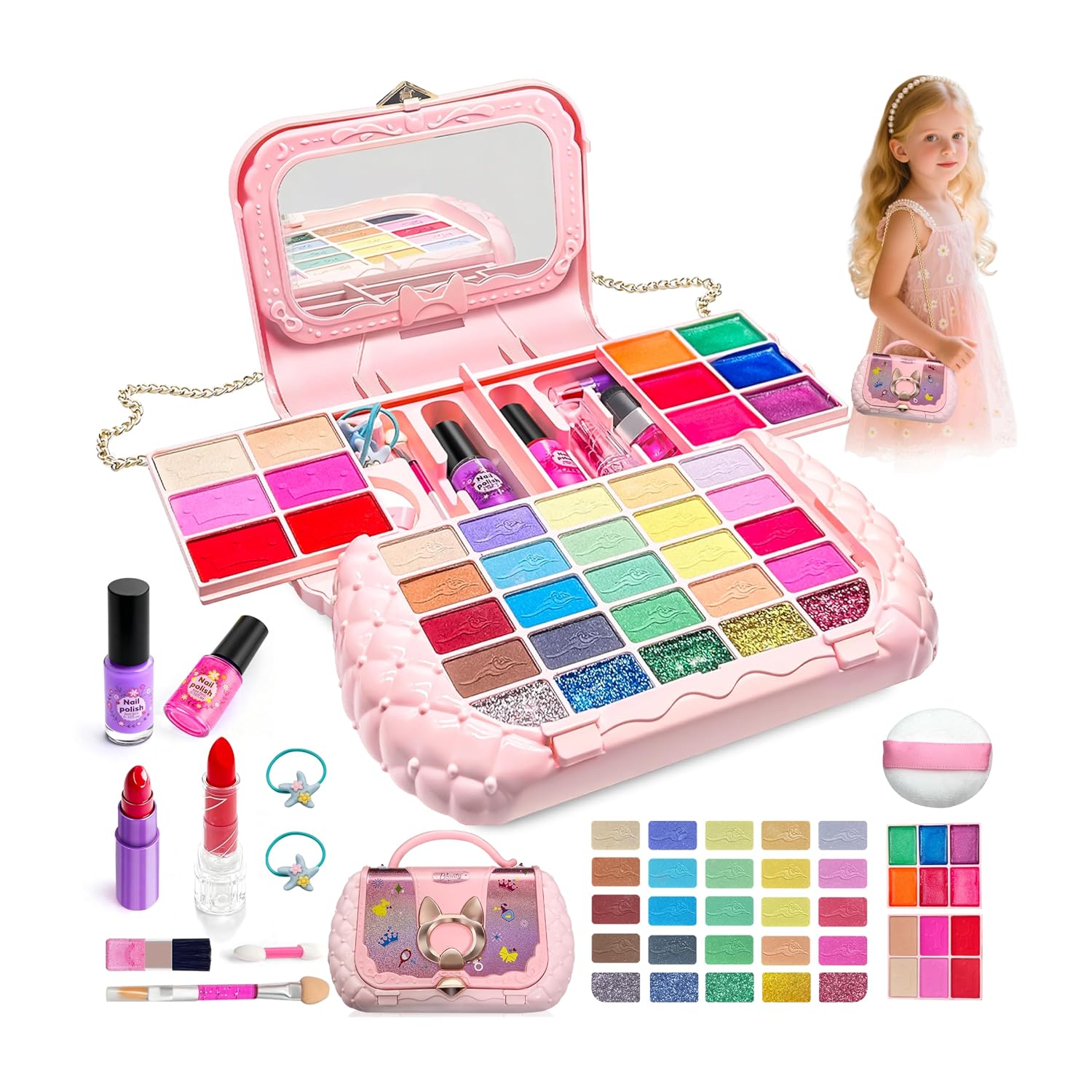 SET DE MAQUILLAJE PARA NIÑAS CLRDZN 49 PIEZAS ROSA - 1