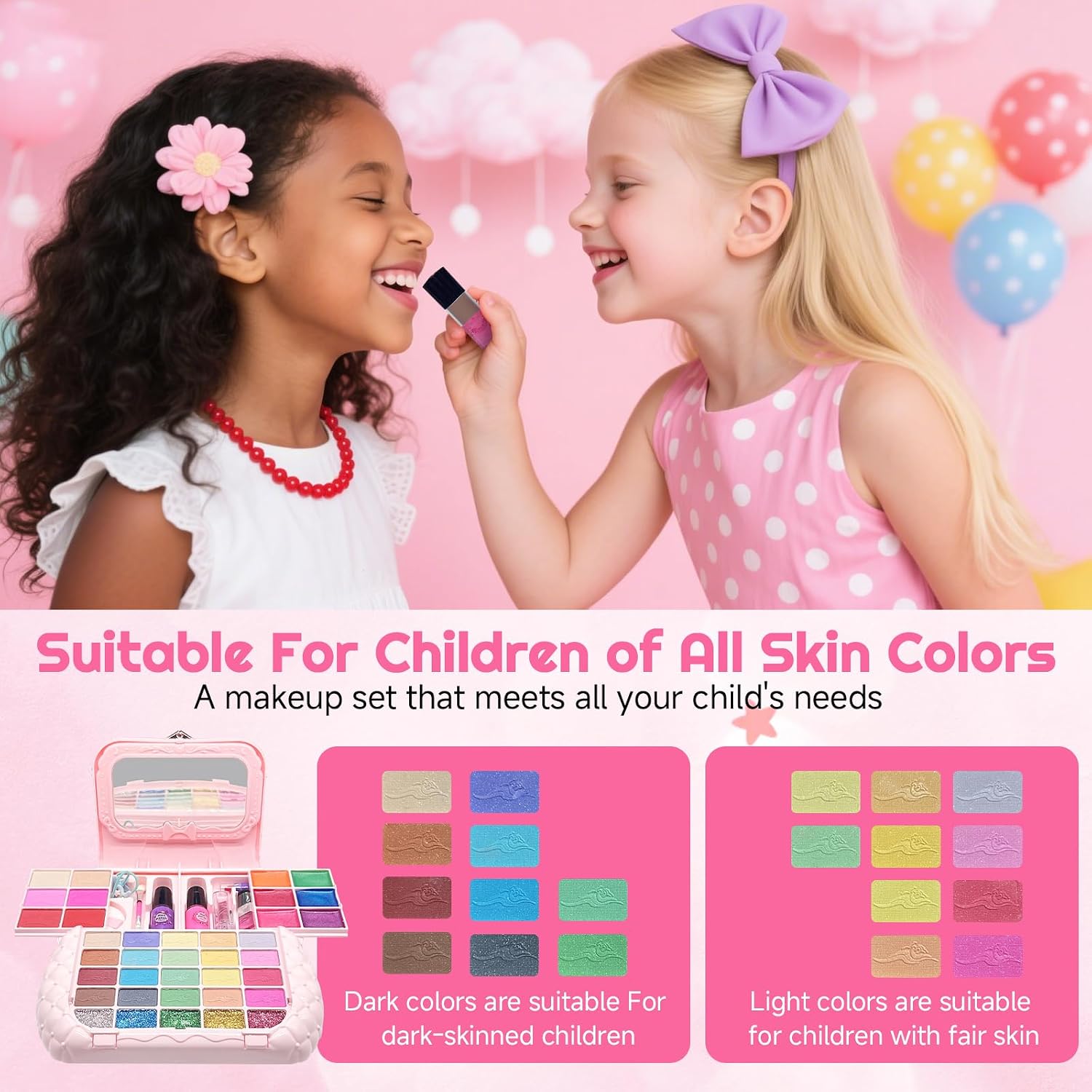 SET DE MAQUILLAJE PARA NIÑAS CLRDZN 49 PIEZAS ROSA - 4