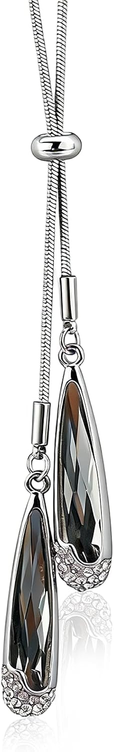COLLAR CLOORDE SILVER WATER DROP AJUSTABLE LARGO EN Y PARA MUJER - 1