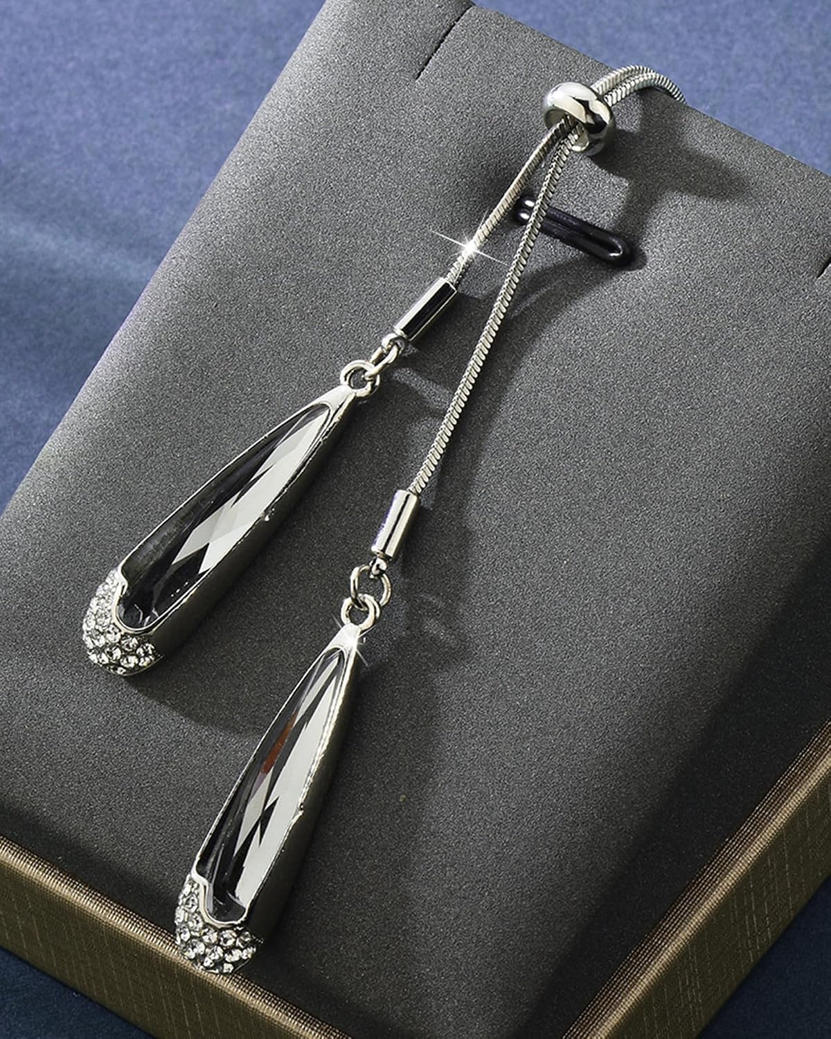 COLLAR CLOORDE SILVER WATER DROP AJUSTABLE LARGO EN Y PARA MUJER - 5
