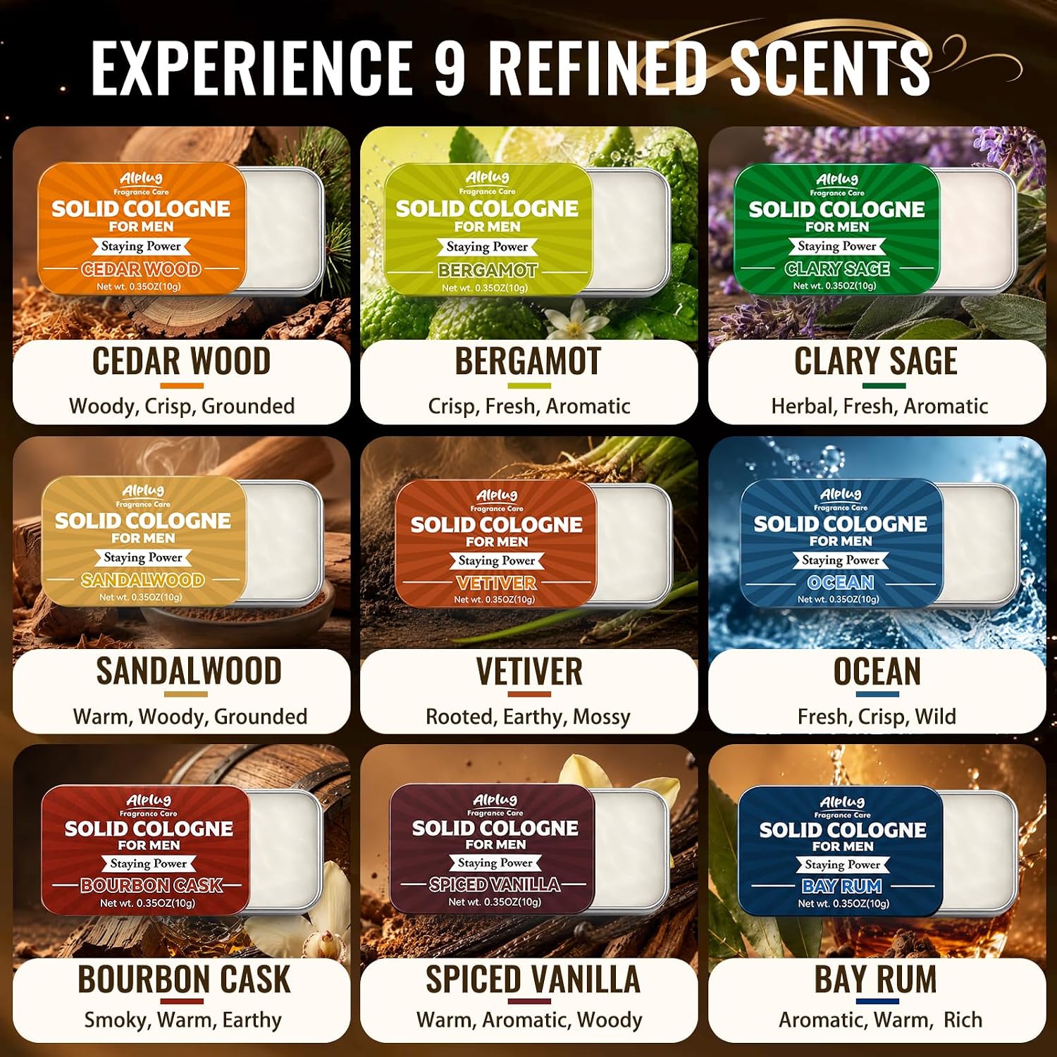 PERFUME SÓLIDO PARA HOMBRE ALPLUG 9 AROMAS PACK - 2