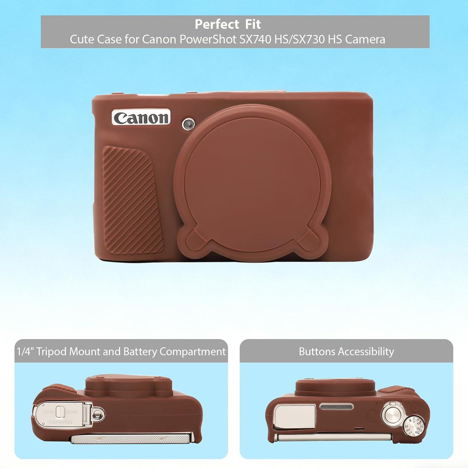 CARCASA PARA CÁMARA CANON POWERSHOT SX740 HS SX730 HS MARRÓN OSCURO - 5