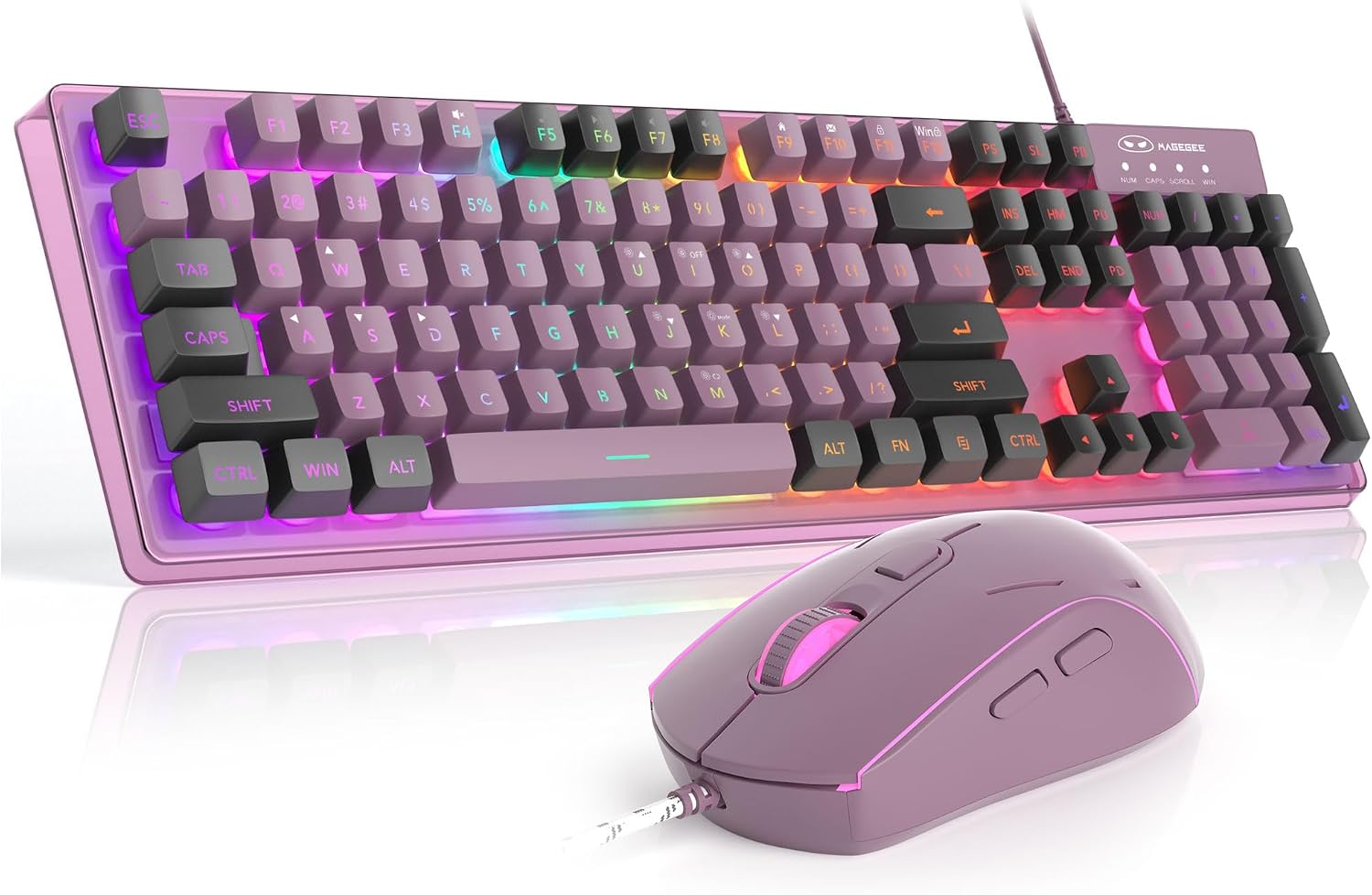 KIT DE TECLADO Y MOUSE MAGEGEE K1 RGB RETROILUMINADO 104 TECLAS NEGRO GROSELLA - 1