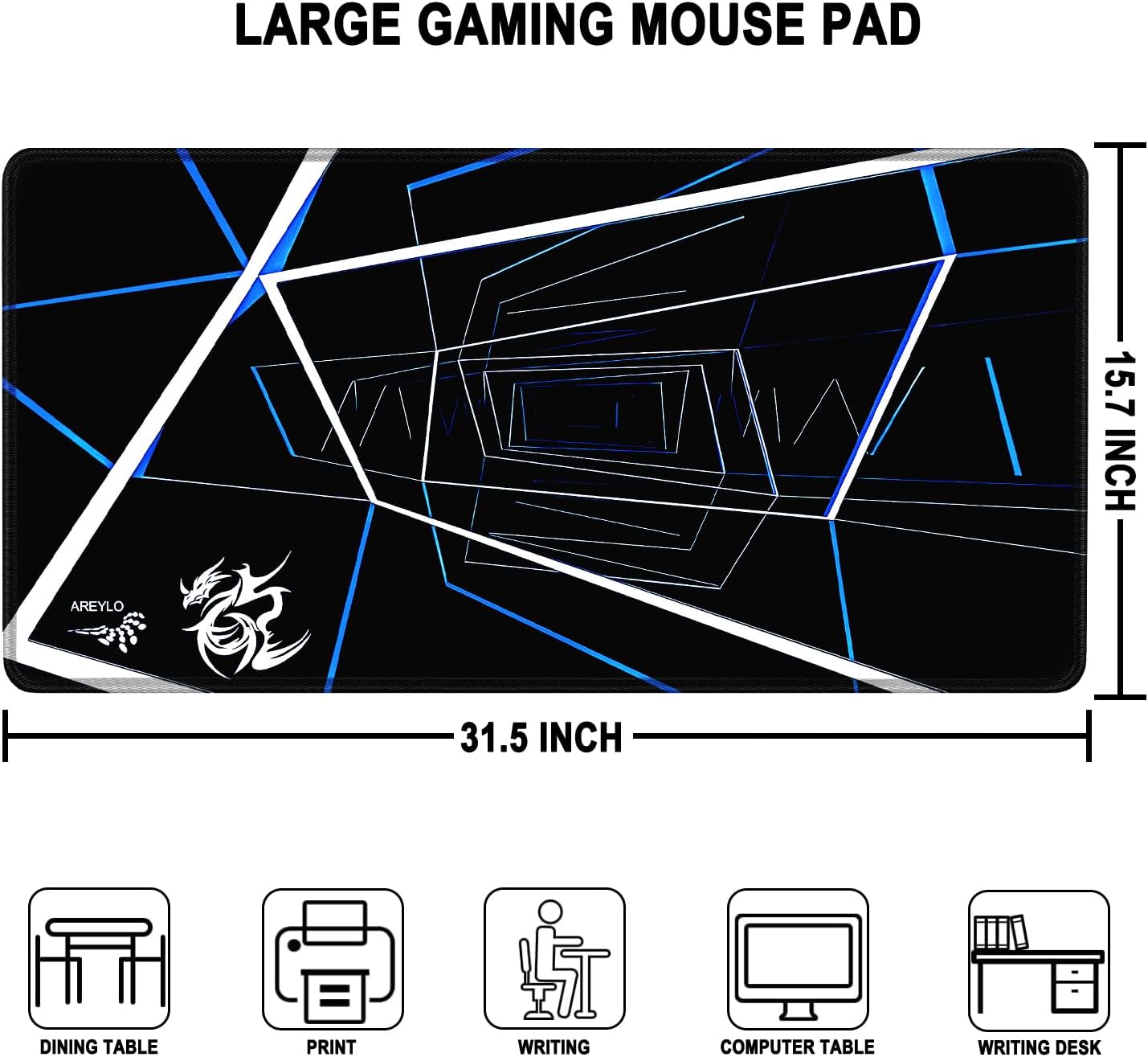 MOUSE PAD GAMING AREYLO XXL AZUL 80X40 CM - 3