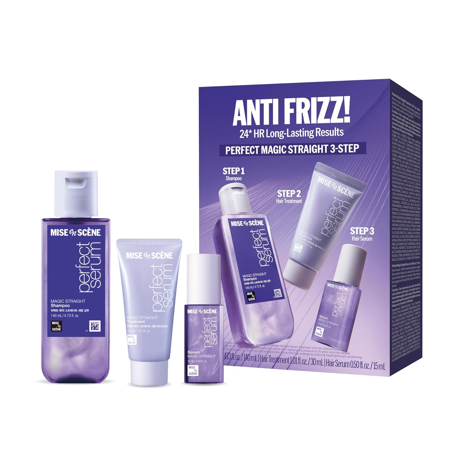 SET DE CUIDADO CAPILAR MISE EN SCENE MAGIC STRAIGHT SERUM TRAVEL KIT TSA - 1