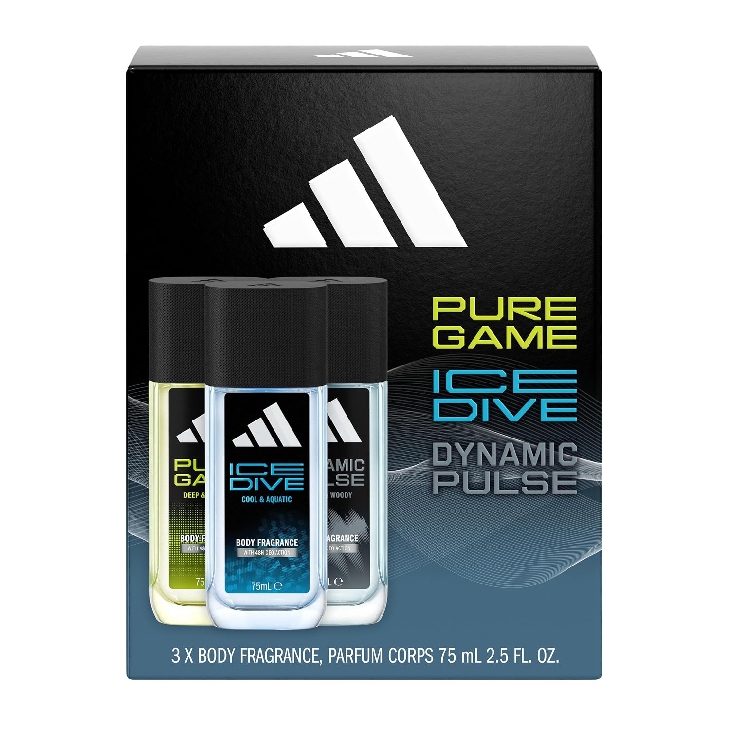 SET DE FRAGANCIAS PARA HOMBRE ADIDAS PURE GAME, ICE DIVE Y DYNAMIC PULSE 75ML - 2