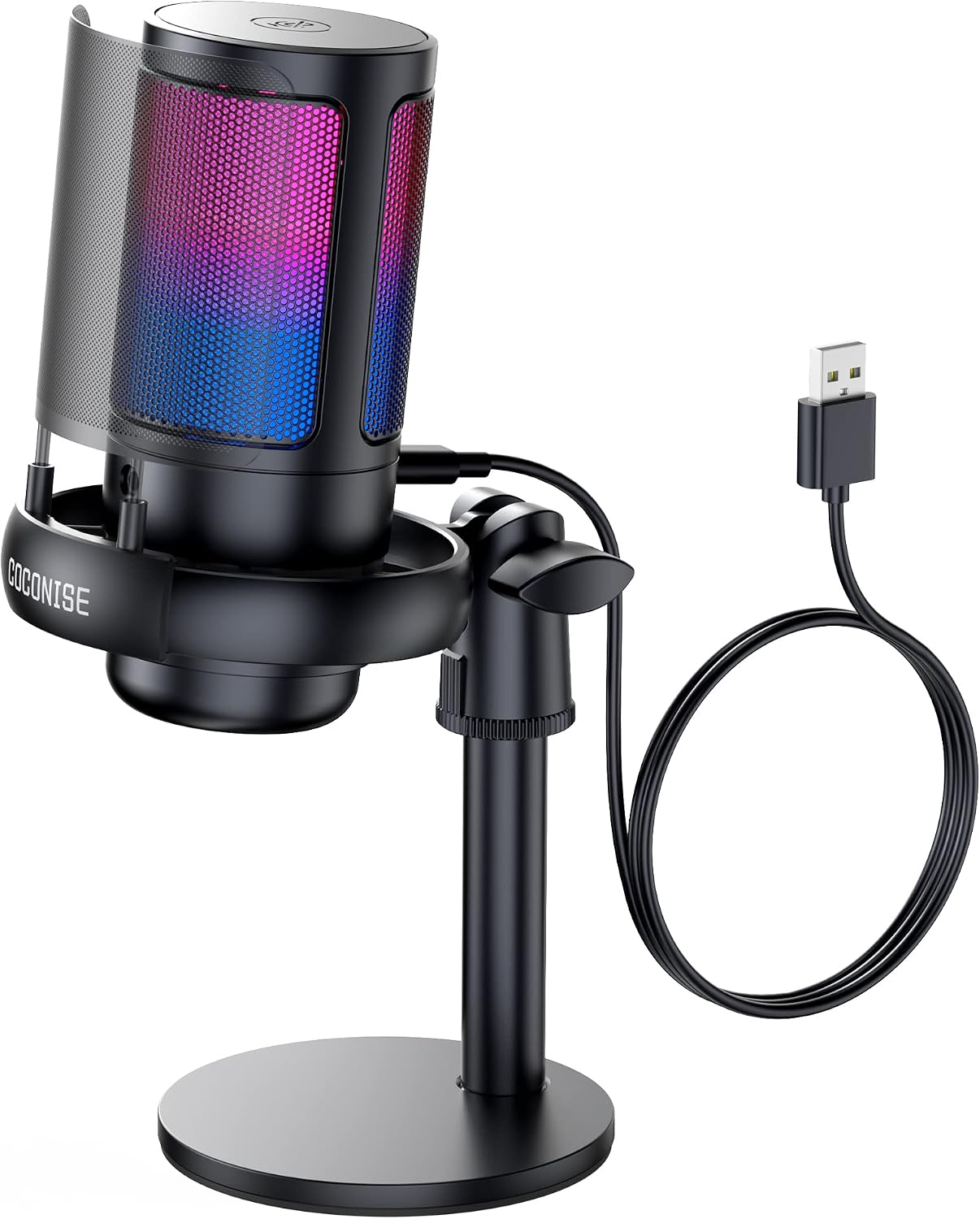 MICRÓFONO PARA GAMING COCONISE USB CON FILTRO POP Y LUCES RGB - 1