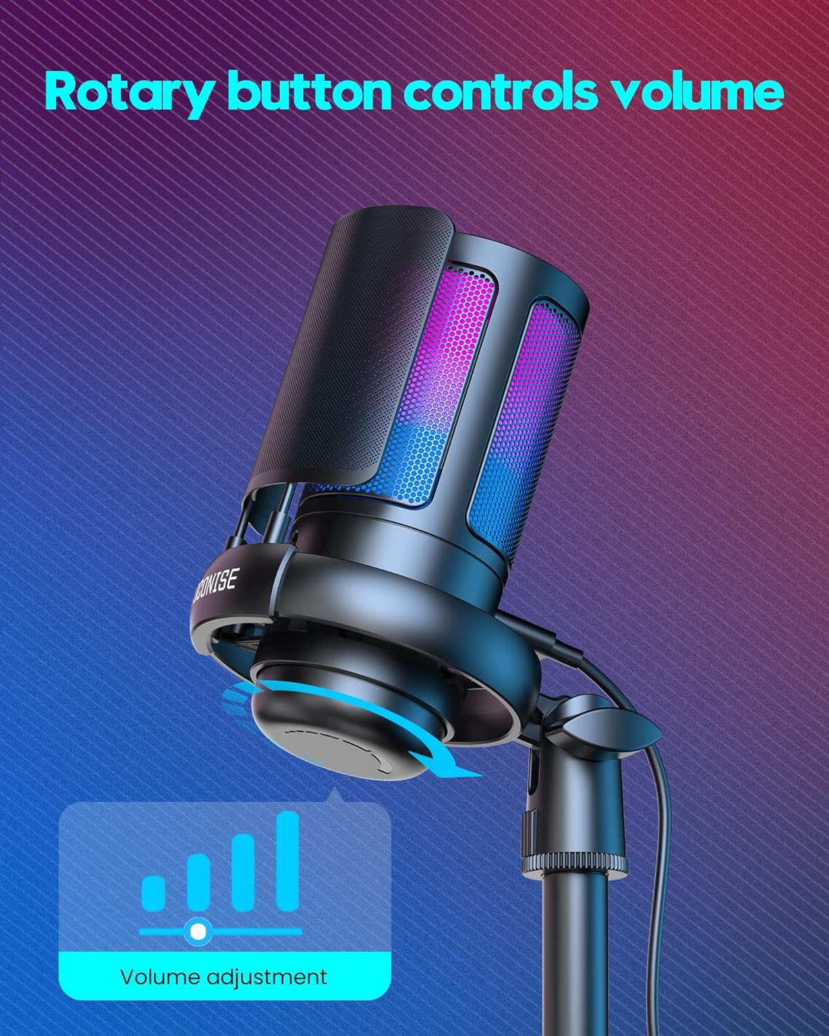 MICRÓFONO PARA GAMING COCONISE USB CON FILTRO POP Y LUCES RGB - 2