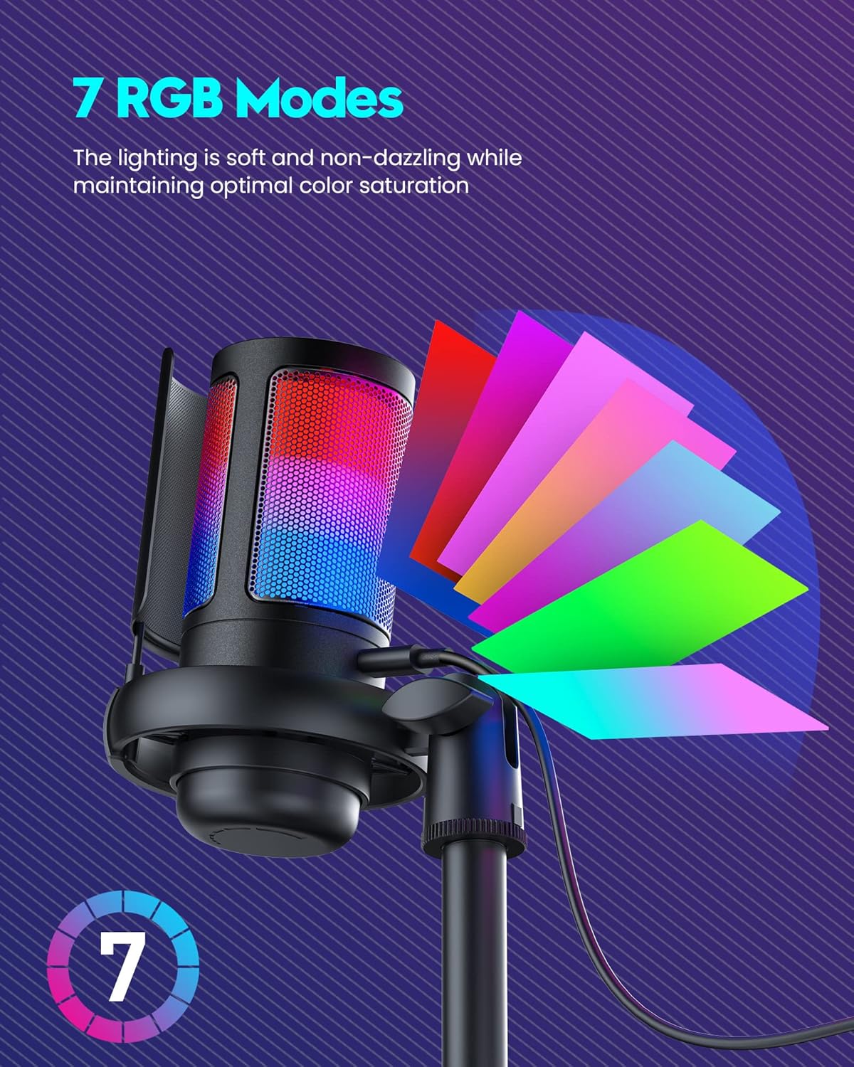 MICRÓFONO PARA GAMING COCONISE USB CON FILTRO POP Y LUCES RGB - 4