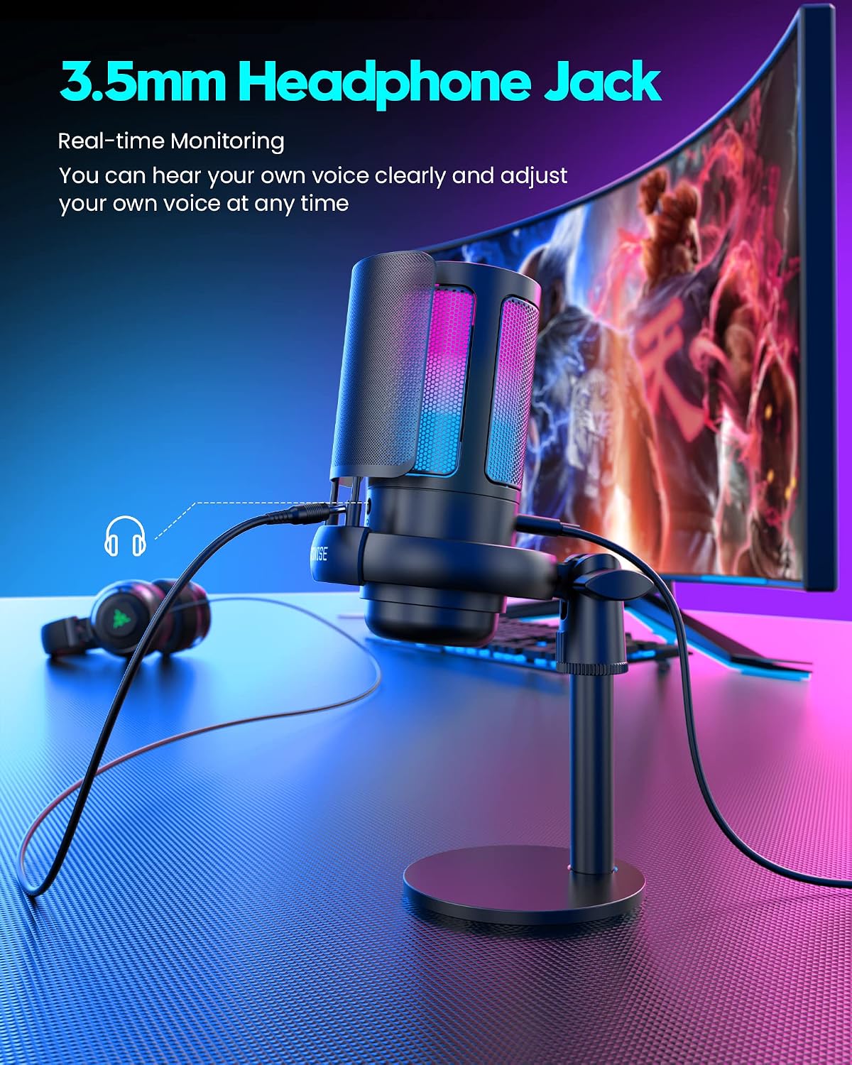 MICRÓFONO PARA GAMING COCONISE USB CON FILTRO POP Y LUCES RGB - 5