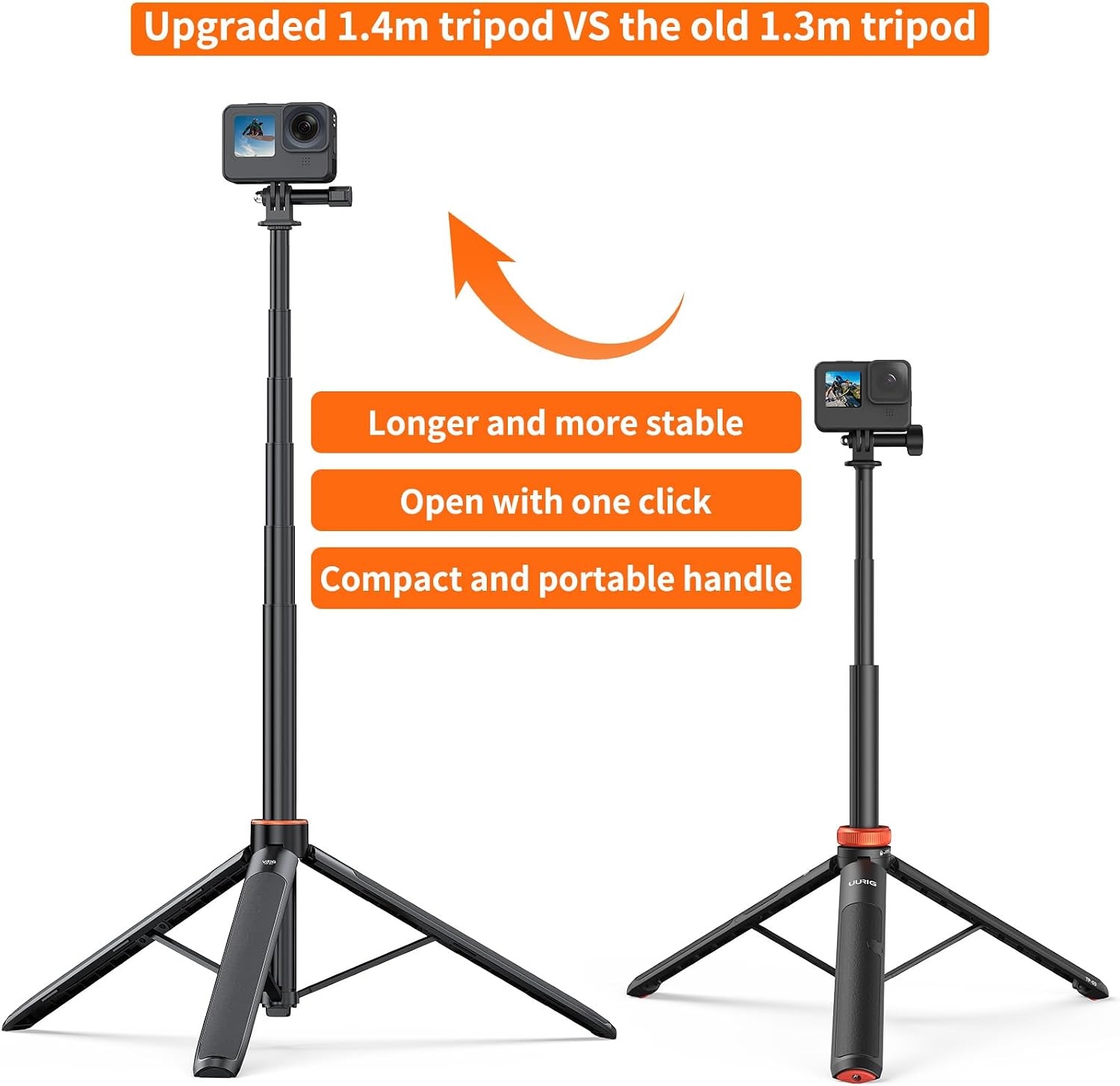TRÍPODE PARA CÁMARA VRIG TP21 TELESCÓPICO 54 PULGADAS CON SELFIE STICK Y SOPORTE IMPERMEABLE - 5