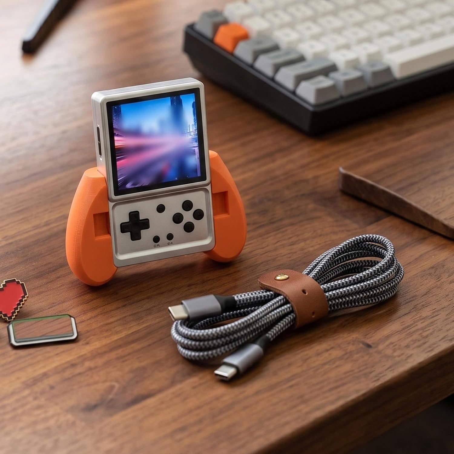 GRIP ERGONÓMICO PARA CONSOLA PORTÁTIL ANBERNIC RG ROTATE NARANJA - 2