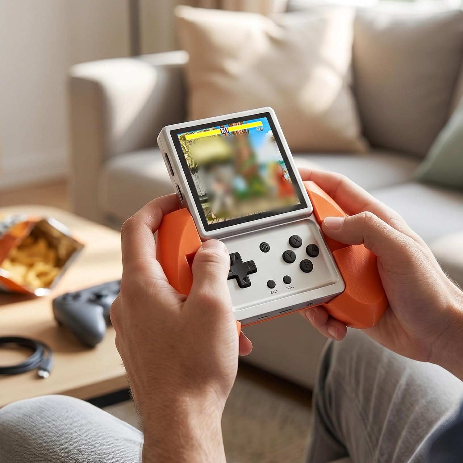 GRIP ERGONÓMICO PARA CONSOLA PORTÁTIL ANBERNIC RG ROTATE NARANJA - 3